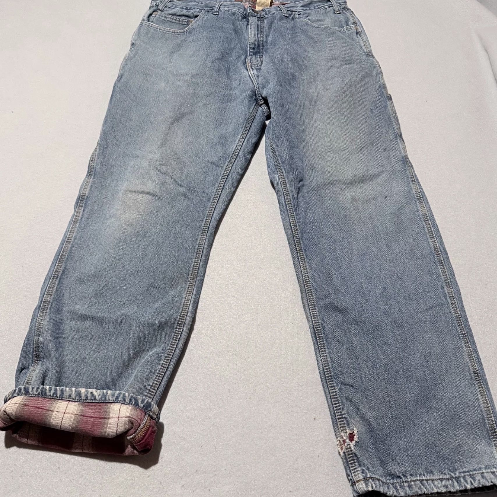 Denime Berne Jeans Blue Denim Flannel Lined Carpenter 40x34 - Distressed Workwear Shirts? Size US 36 / EU 52 - 2 Thumbnail