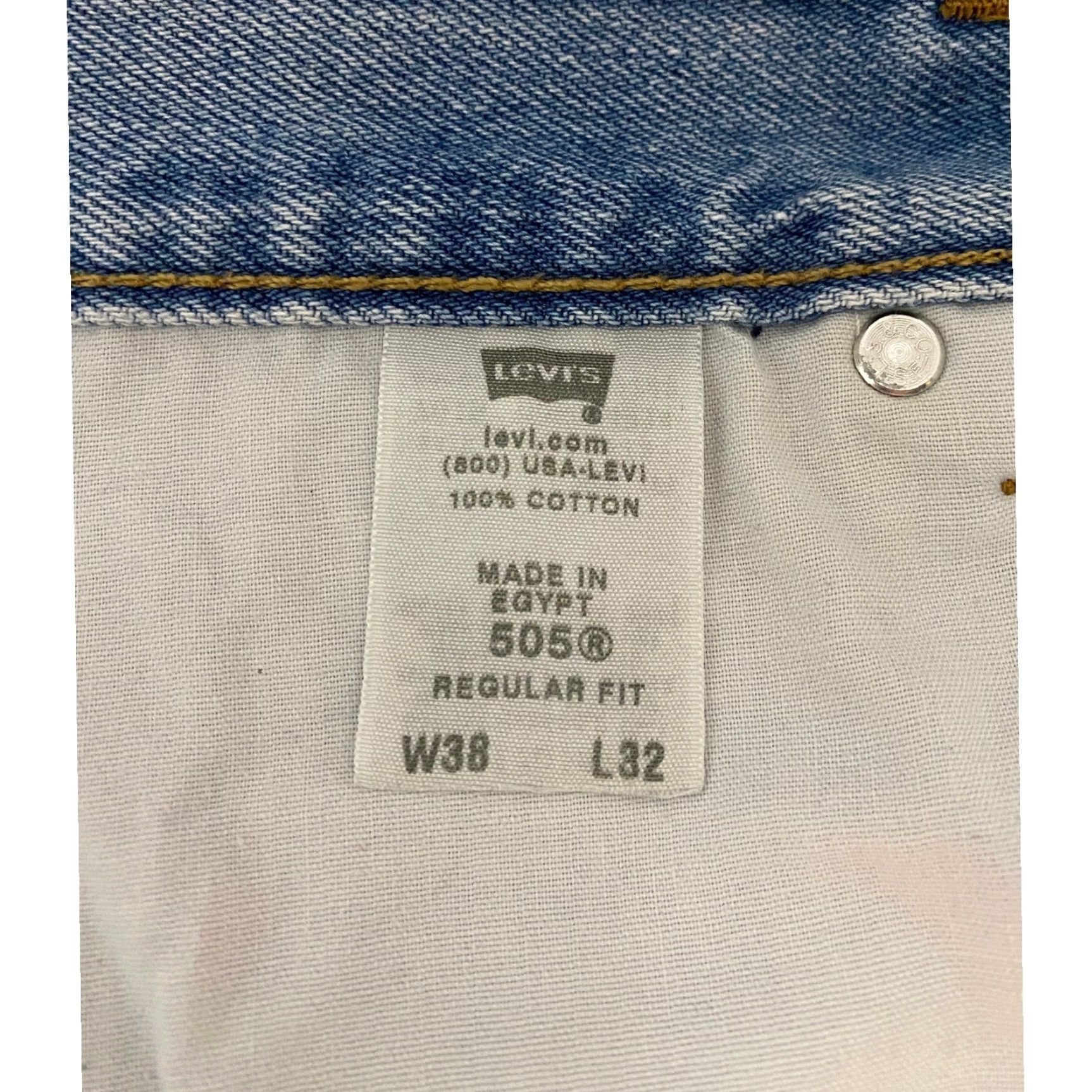 Levi's Levis 505 Regular Fit Jeans Mens 38×32 Light Wash Blue Denim Pants Size US 38 / EU 54 - 6 Thumbnail