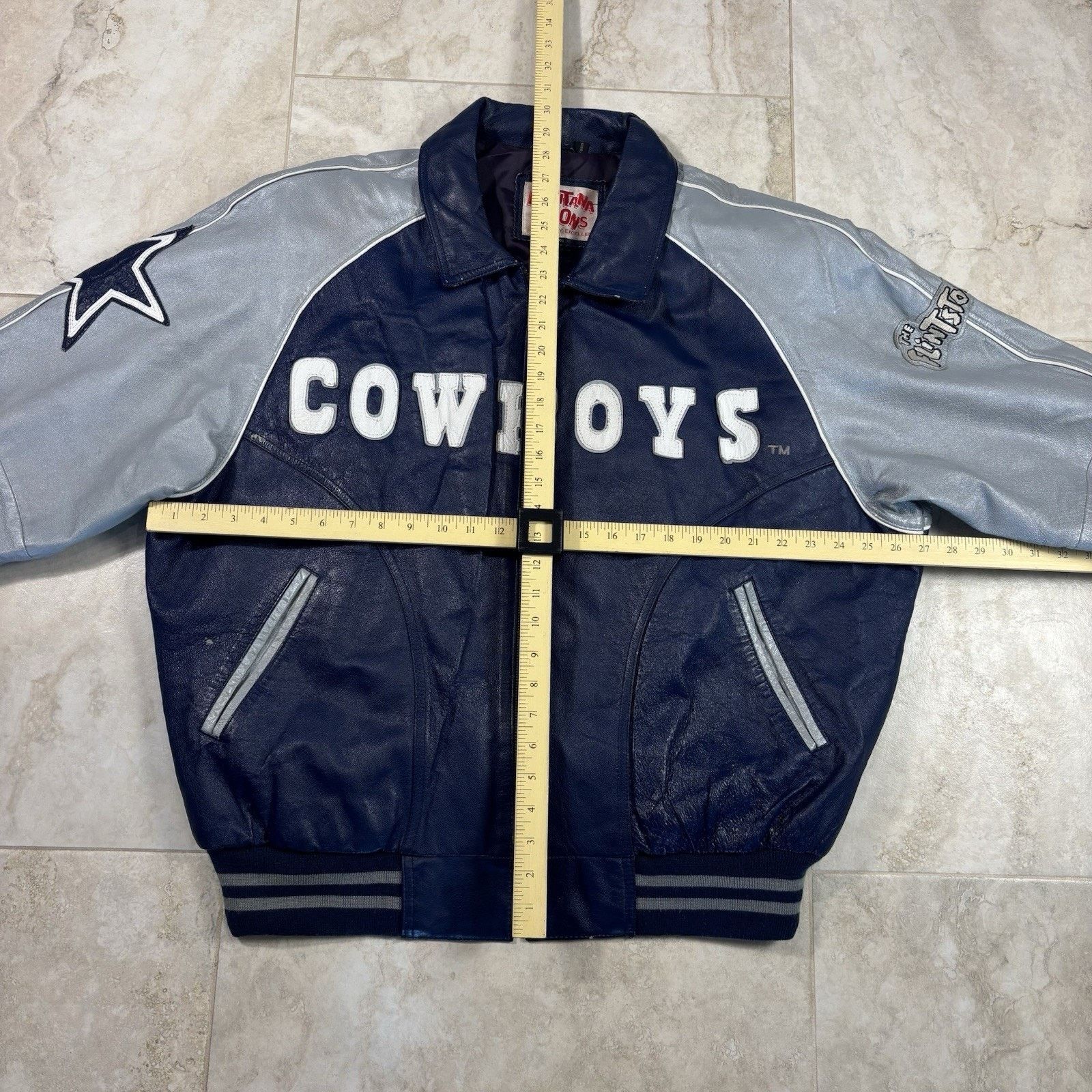 NFL Vintage Dallas Cowboys Flintstones Leather Jacket Mens 2XL Size US XXL / EU 58 / 5 - 14 Thumbnail