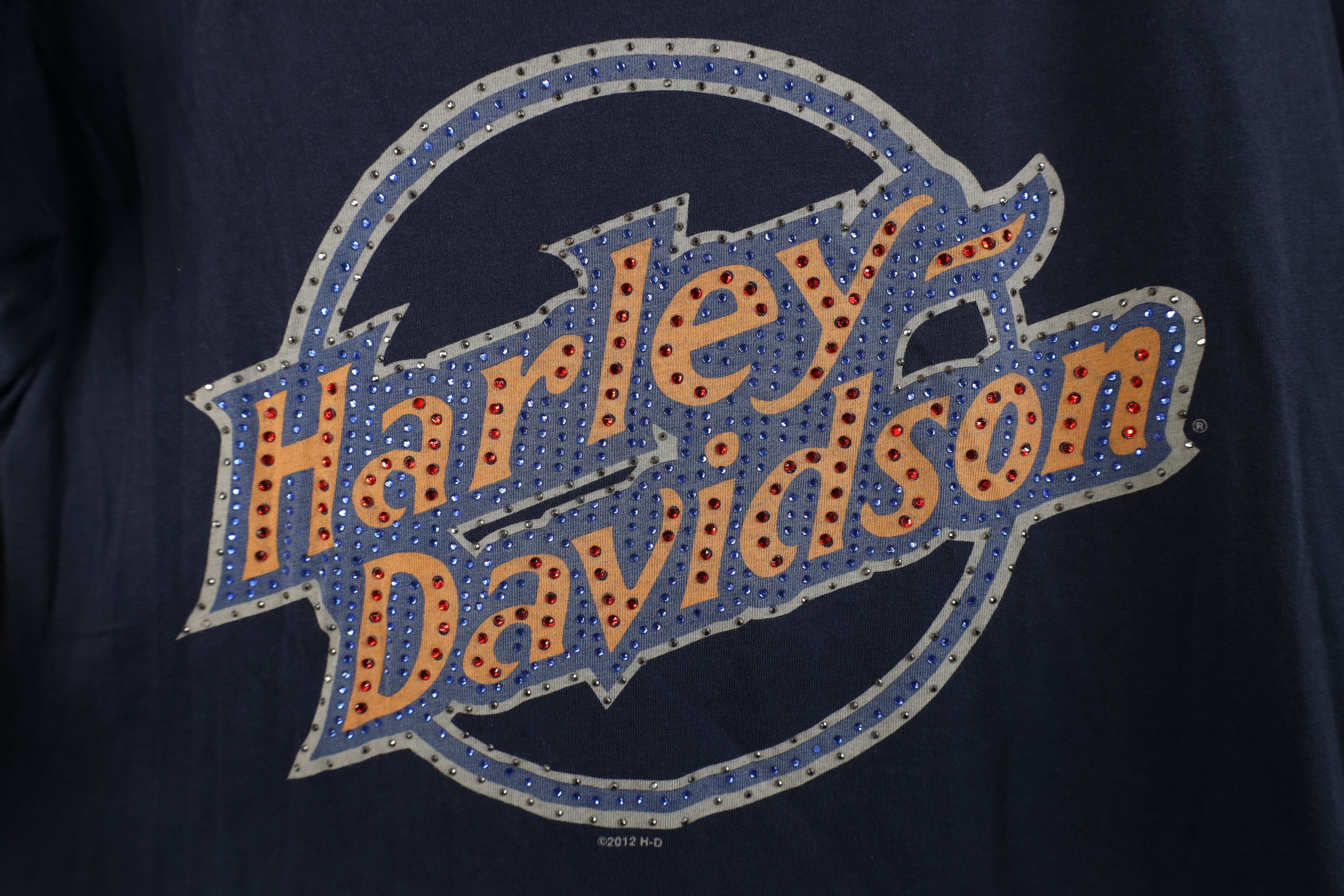 Harley Davidson Vintage Y2K Harley Davidson Spell Sequined T-Shirt Navy Blue Size M / US 6-8 / IT 42-44 - 4 Thumbnail
