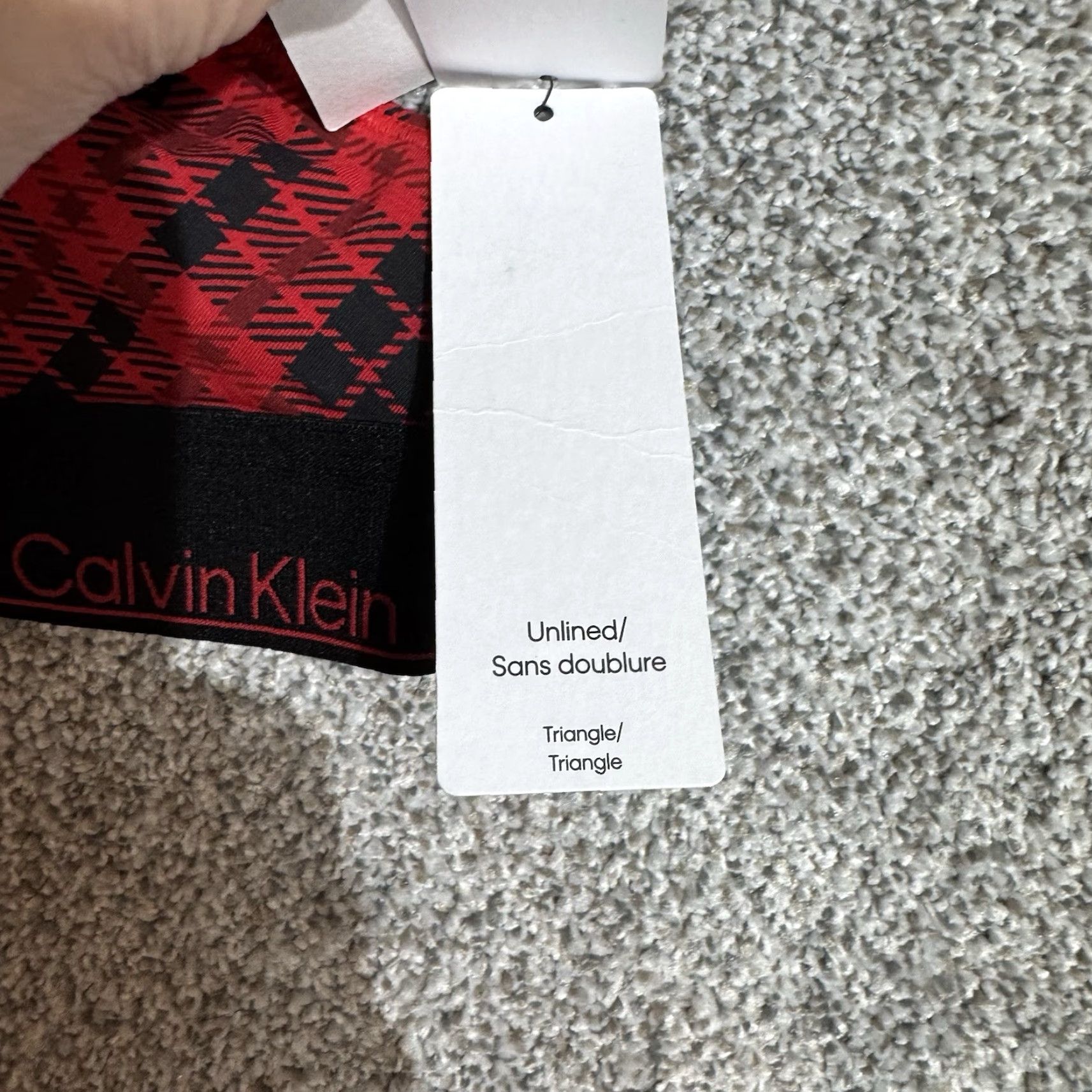 Calvin Klein Calvin Klein Bralette XS Women Triangle Crossback Plaid Preppy Minimalist Streetwear Red Wireless Logo Brand【200 chars max】 Size ONE SIZE - 4 Thumbnail
