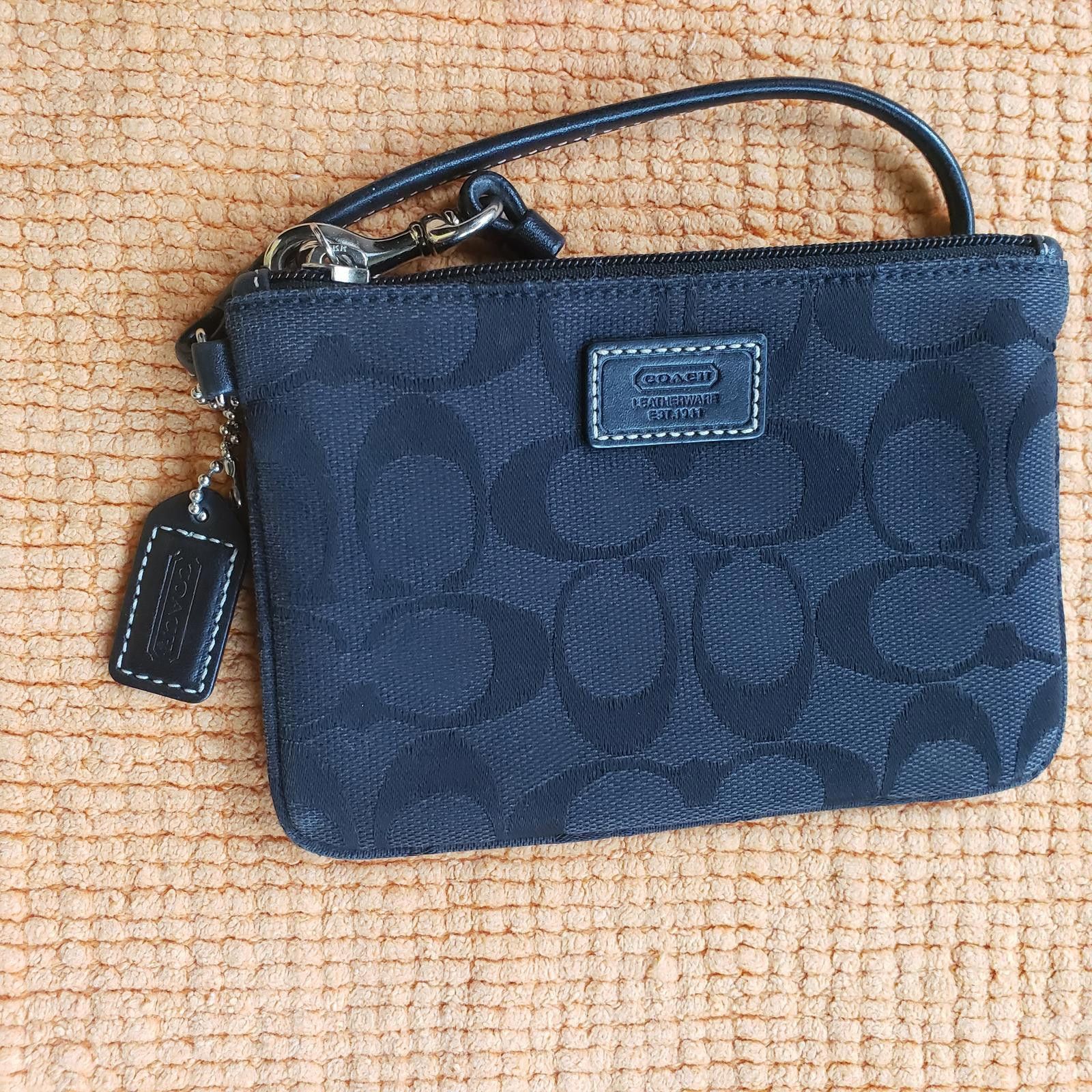 Coach Coach Signature Print Wristlet Pouch - Elegant Black Size ONE SIZE - 2 Thumbnail