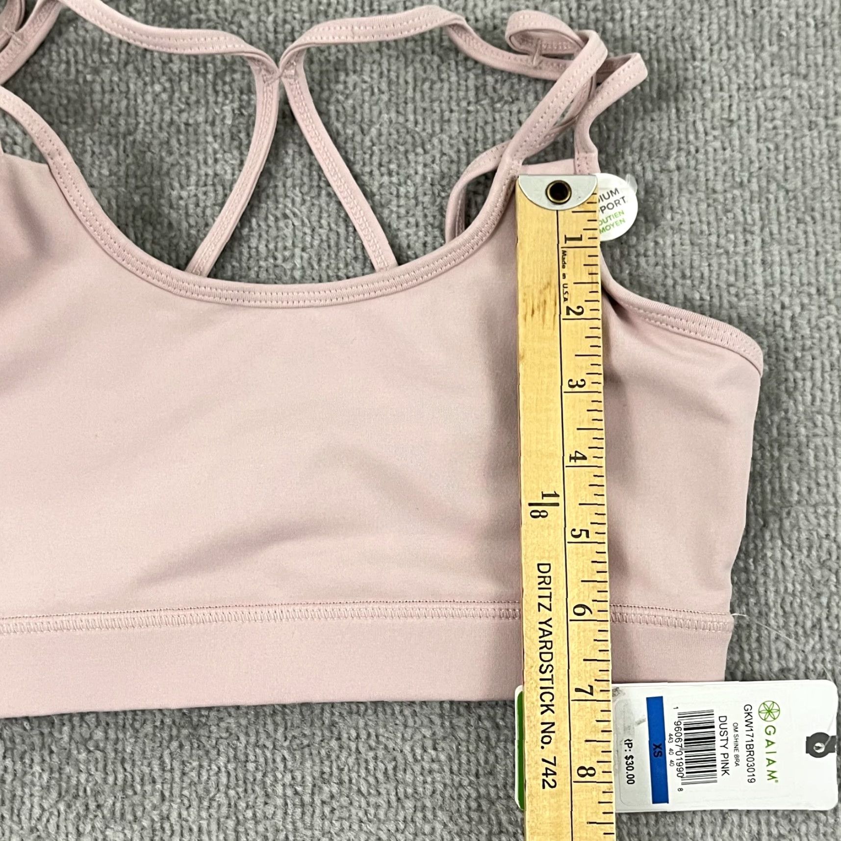 Vintage Gaiam OM Shine Sports Bra Womens XS Dusty Pink Medium Support Fitness Yoga Gym Size ONE SIZE - 7 Thumbnail