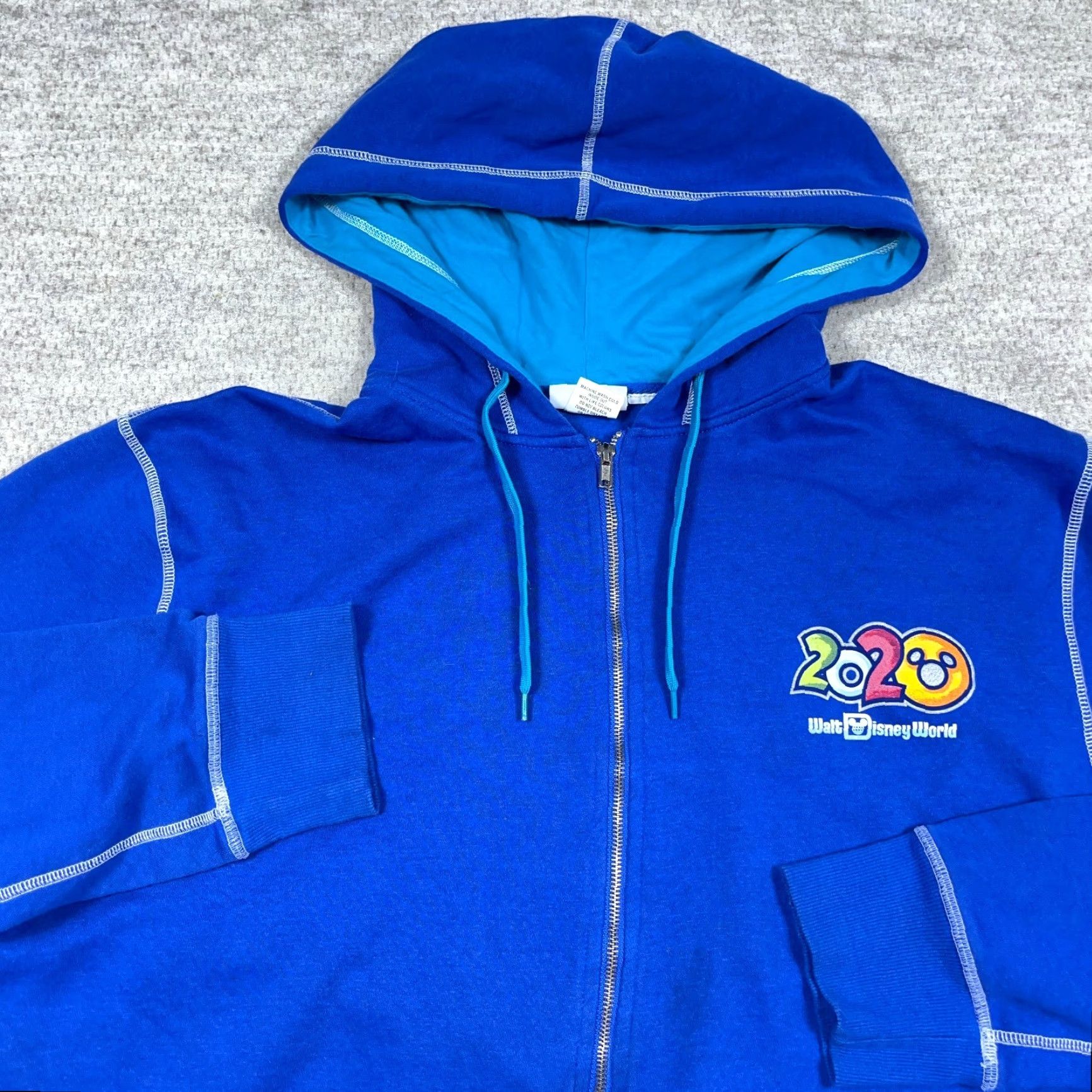 Disney Walt Disney World Hoodie Men 3XL Blue Full Zip Sweatshirt Jacket 2020 Adult Disney Hoodie Blue 3XL Men Mickey 90s Cartoon Retro Full Zip Graphic Print Size US XXL / EU 58 / 5 - 2 Thumbnail