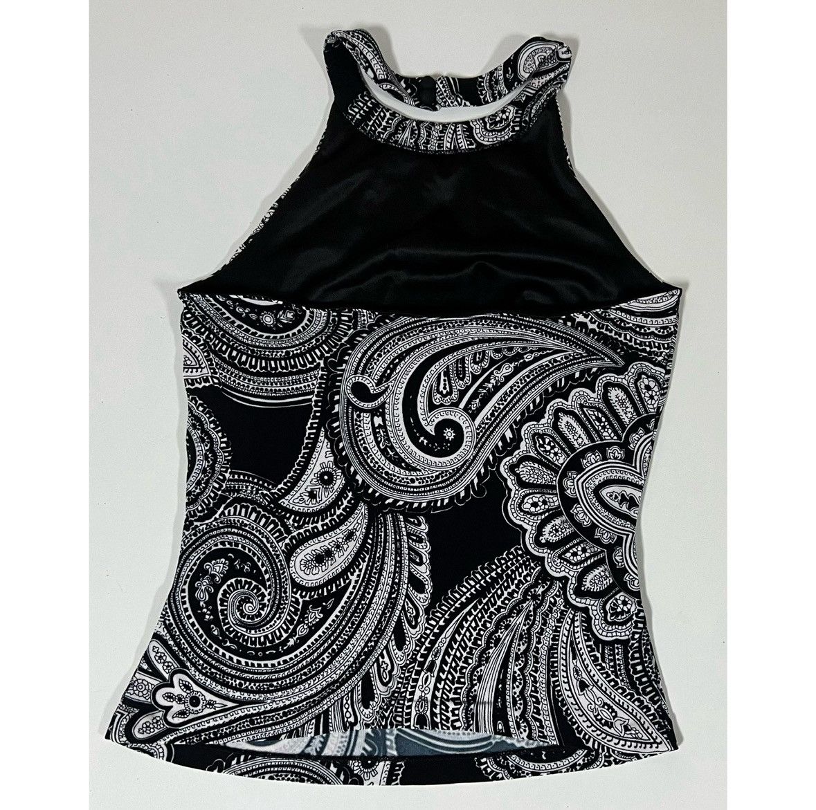 Ann Taylor Black Bandana Paisley Print Halter Top Shirt Blouse XS 🖤🤍 Size XS / US 0-2 / IT 36-38 - 4 Thumbnail
