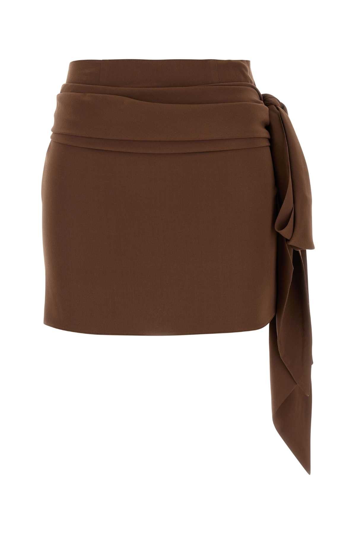 Prada Brown Stretch Poplin Skirt | Grailed