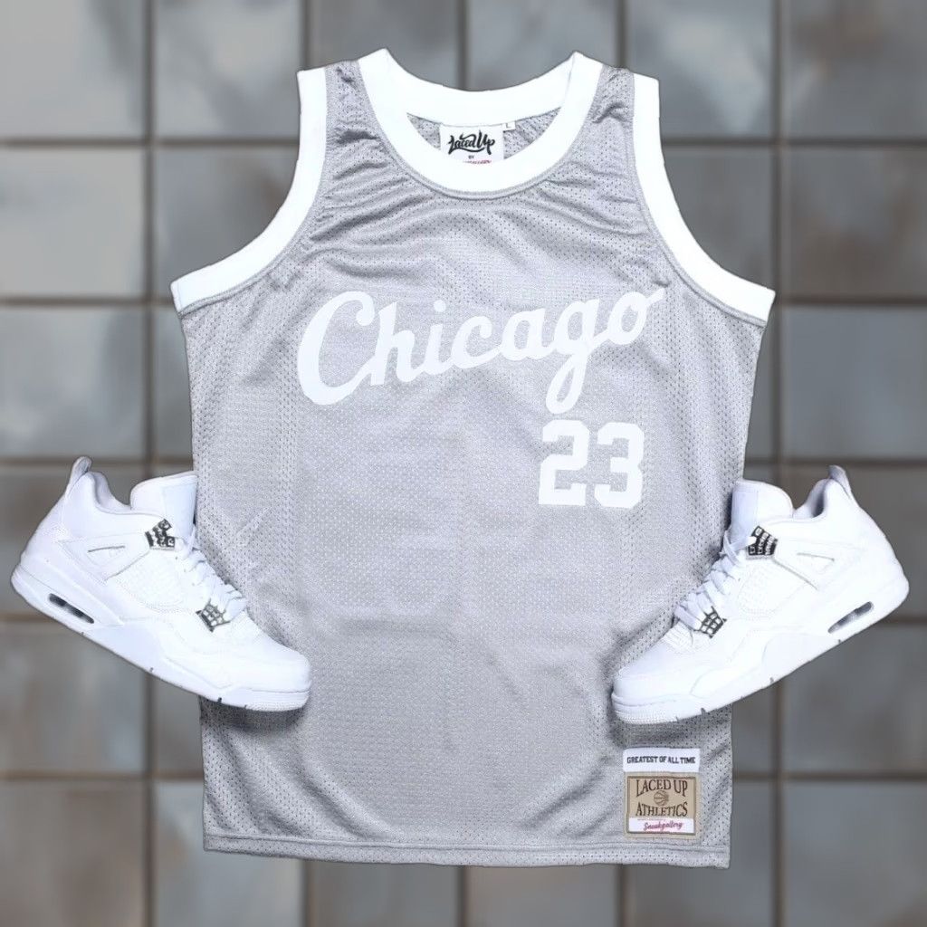 Jordan Brand VINTAGE Sneak Gallery Laced Up Retro 4 Michael Jordan Pure Money Chicago Jersey XL Mens Gray Size US XL / EU 56 / 4 - 1 Thumbnail