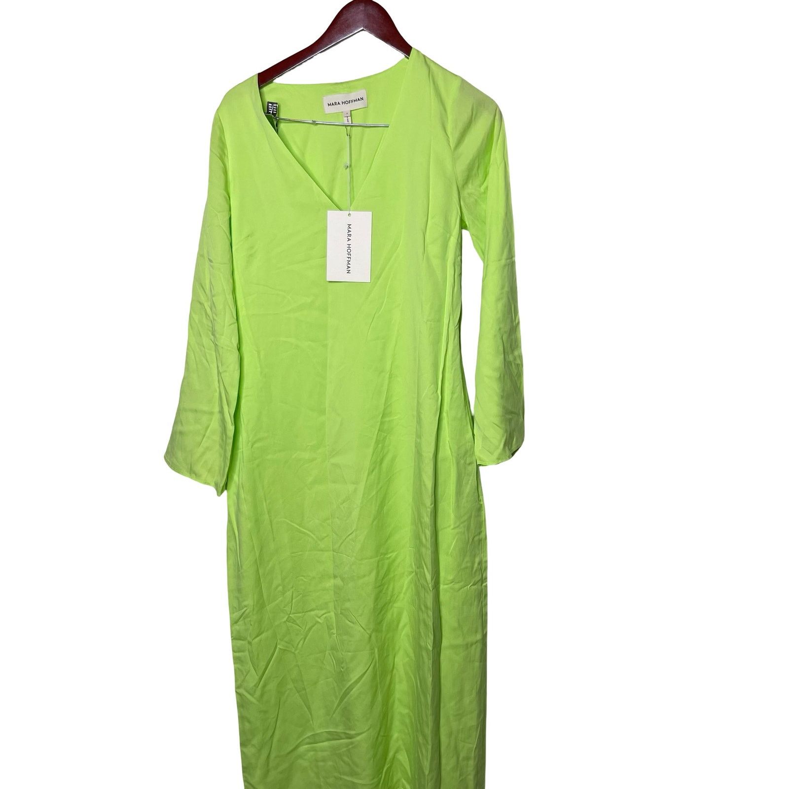 Mara Hoffman NWT MARA HOFFMAN Naliyah V-Neck Midi Dress in neon green 6 Size M / US 6-8 / IT 42-44 - 3 Thumbnail