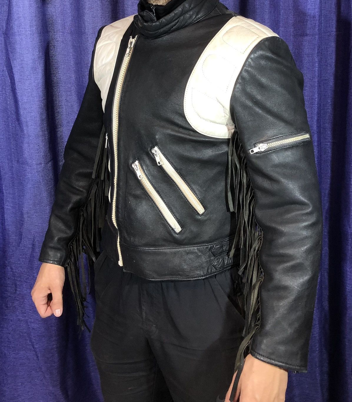 Vintage Echtes Leder Leather Jacket biker Racing Size US XS / EU 42 / 0 - 3 Thumbnail