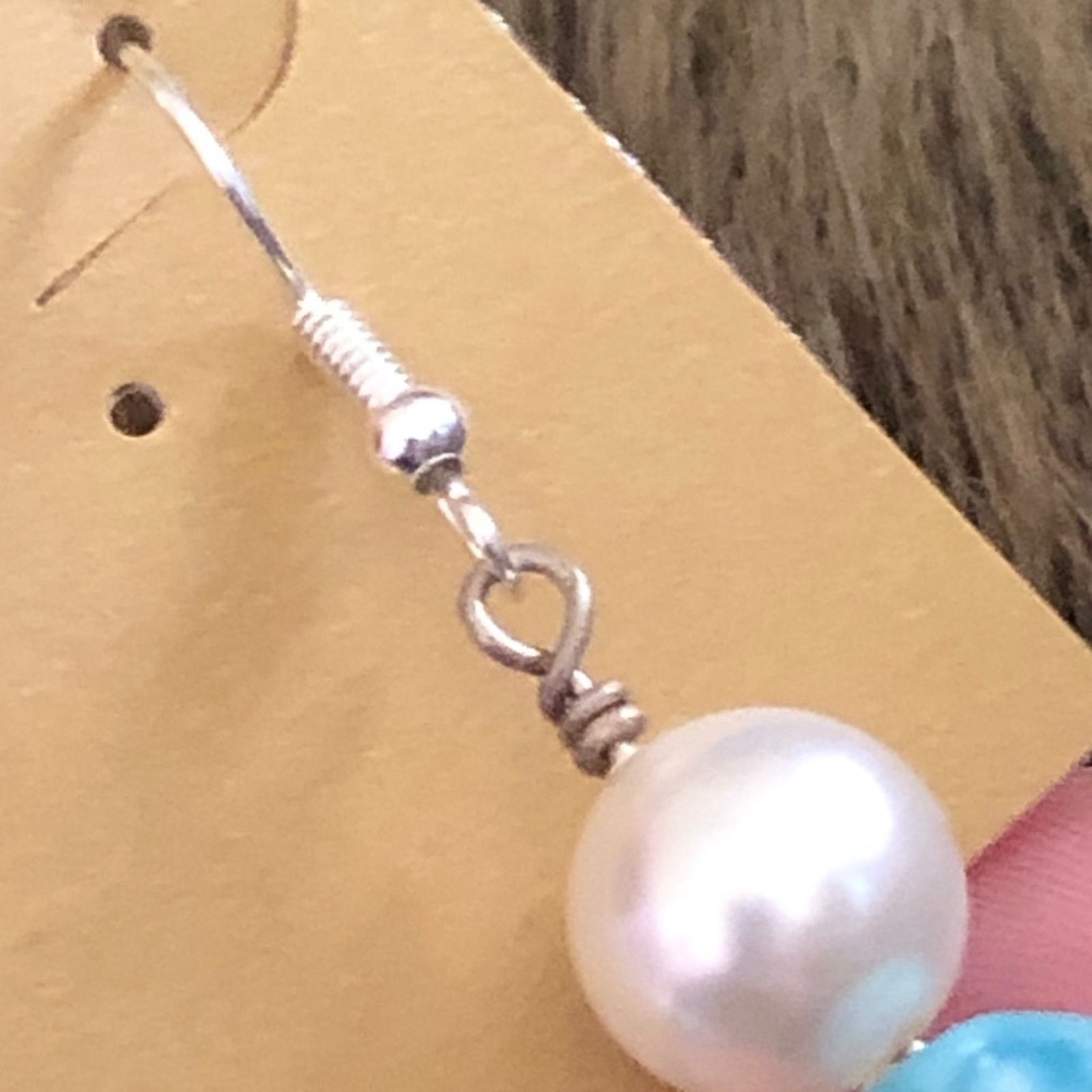 Handmade Handmade turquoise & Pearl glass bead earrings Size ONE SIZE - 4 Thumbnail