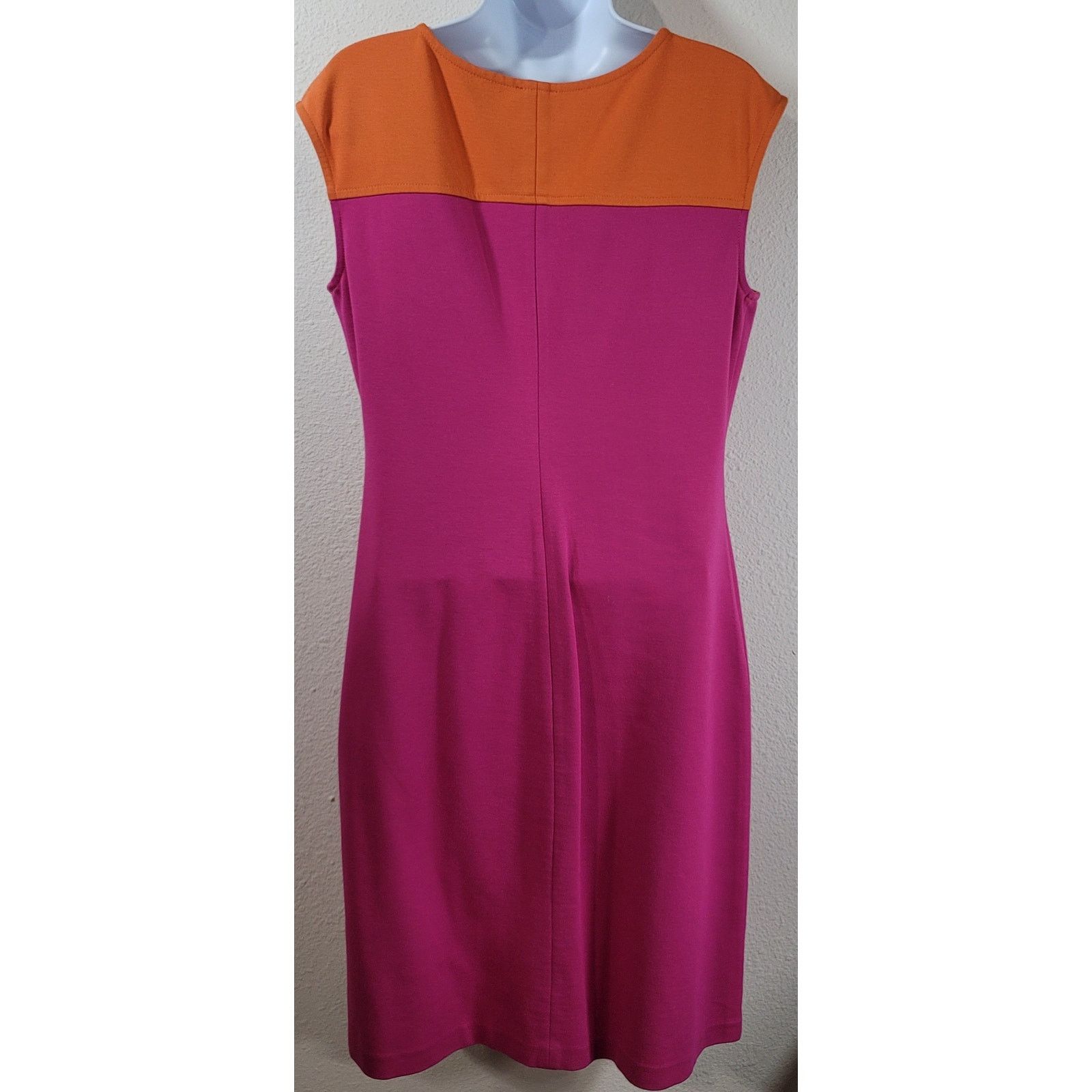 Other Talbots Pink Orange Color Block Sheath Short Sleeve Dress 6 Size M / US 6-8 / IT 42-44 - 2 Thumbnail