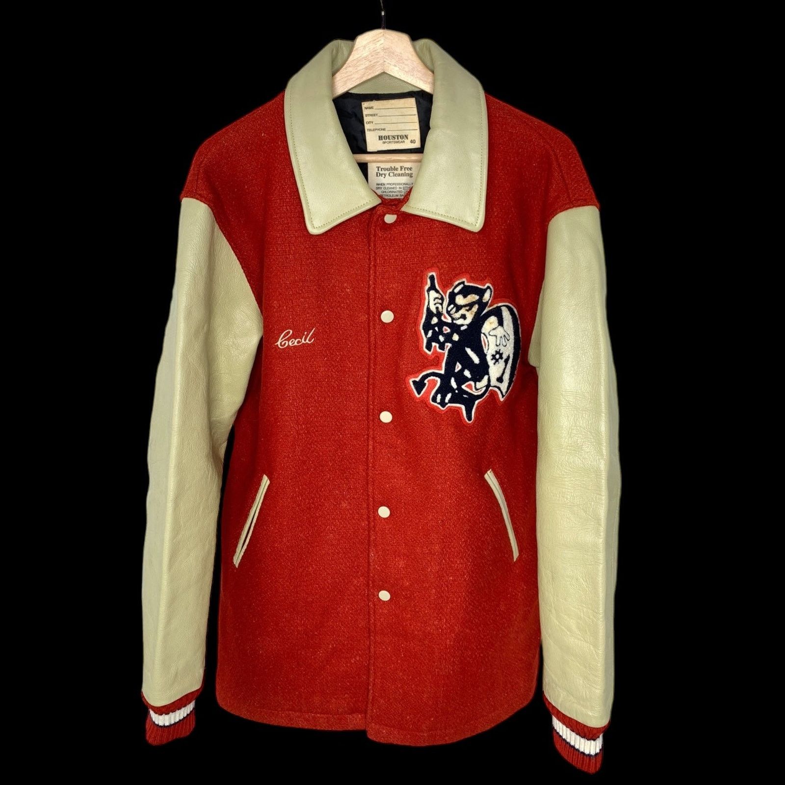 Japanese Brand HOUSTON | Vintage “DEVILS” Varsity Jacket | L (40) Size US L / EU 52-54 / 3 - 1 Thumbnail