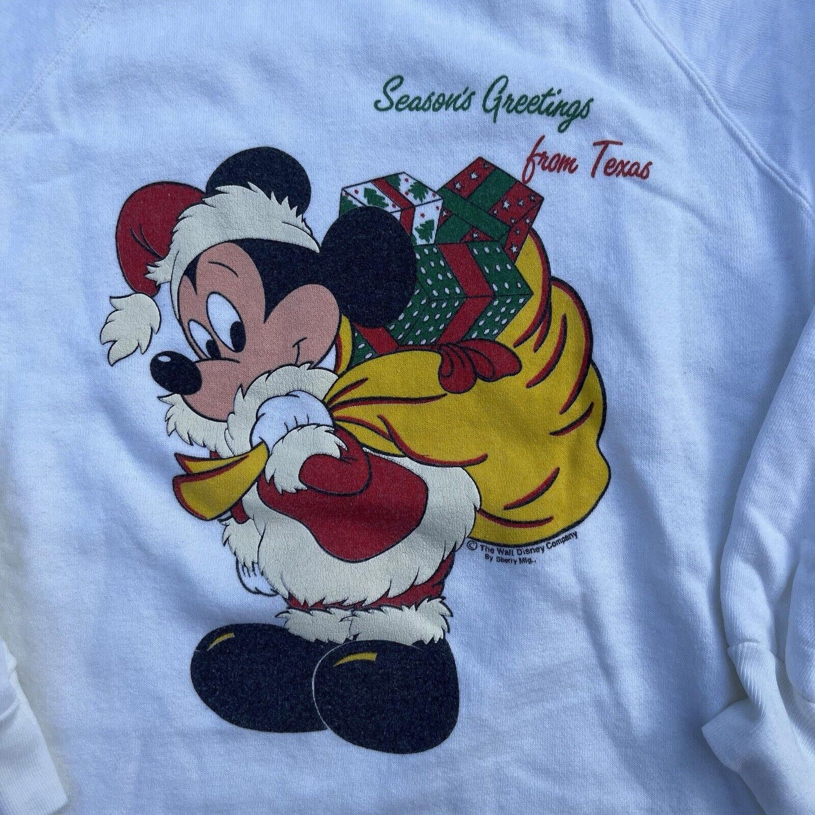 Mickey Mouse Vtg 80s Disney Mickey-Mouse Texas Crewneck White Medium Size US 32 / EU 48 - 2 Thumbnail