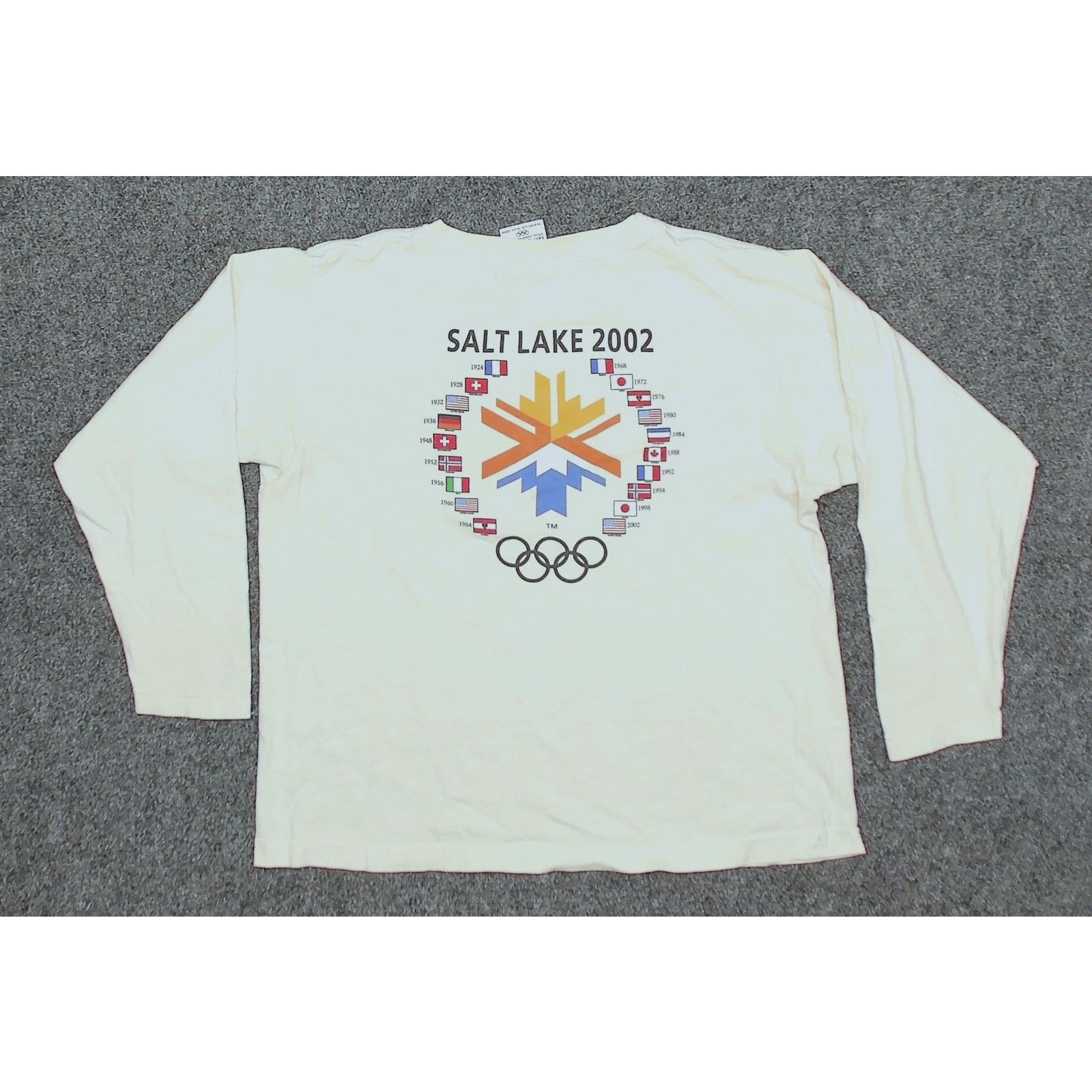 Vintage VTG 1997 Salt Lake 2002 Olympics Flags Boxy Cropped L/S Tee Size US L / EU 52-54 / 3 - 2 Thumbnail