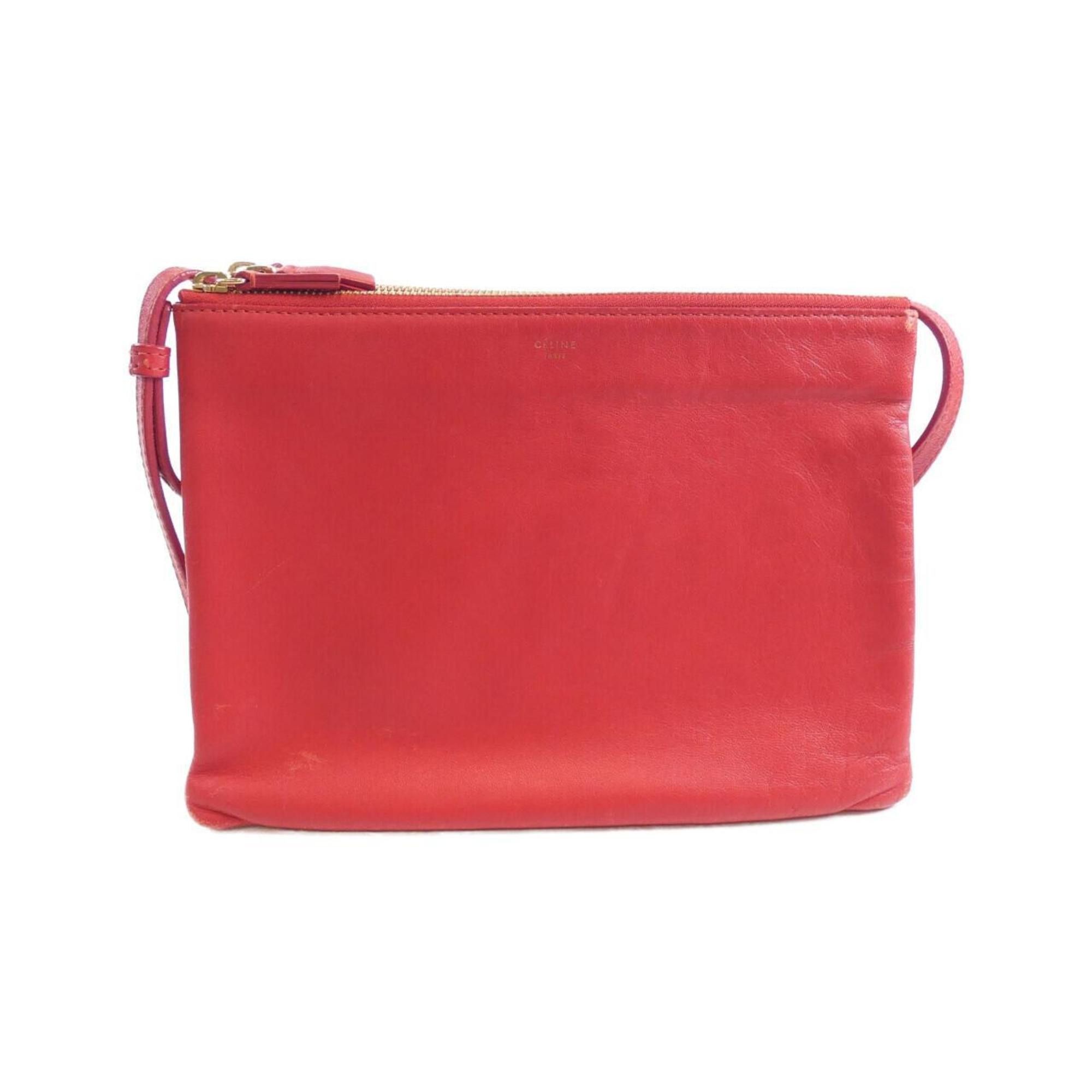 Celine Large Trio 171453Eta Shoulder Bag in Red, Women's