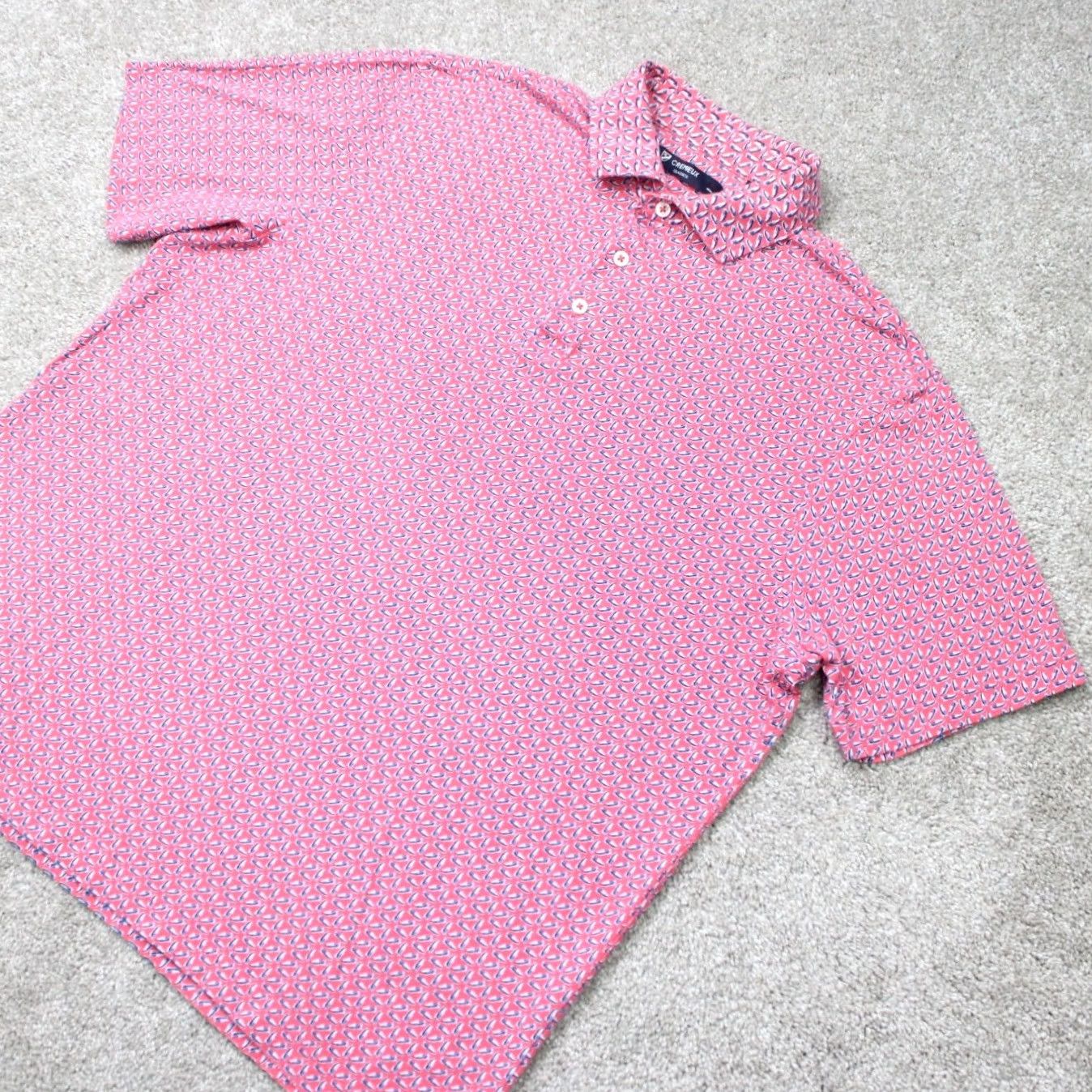 Cremieux Cremieux Classics Polo Shirt Mens Large Pink Graphic Print 100% Cotton S/S Casual Polo Shirt Mens Large Pink Graphic Print Shirt Size US L / EU 52-54 / 3 - 3 Thumbnail