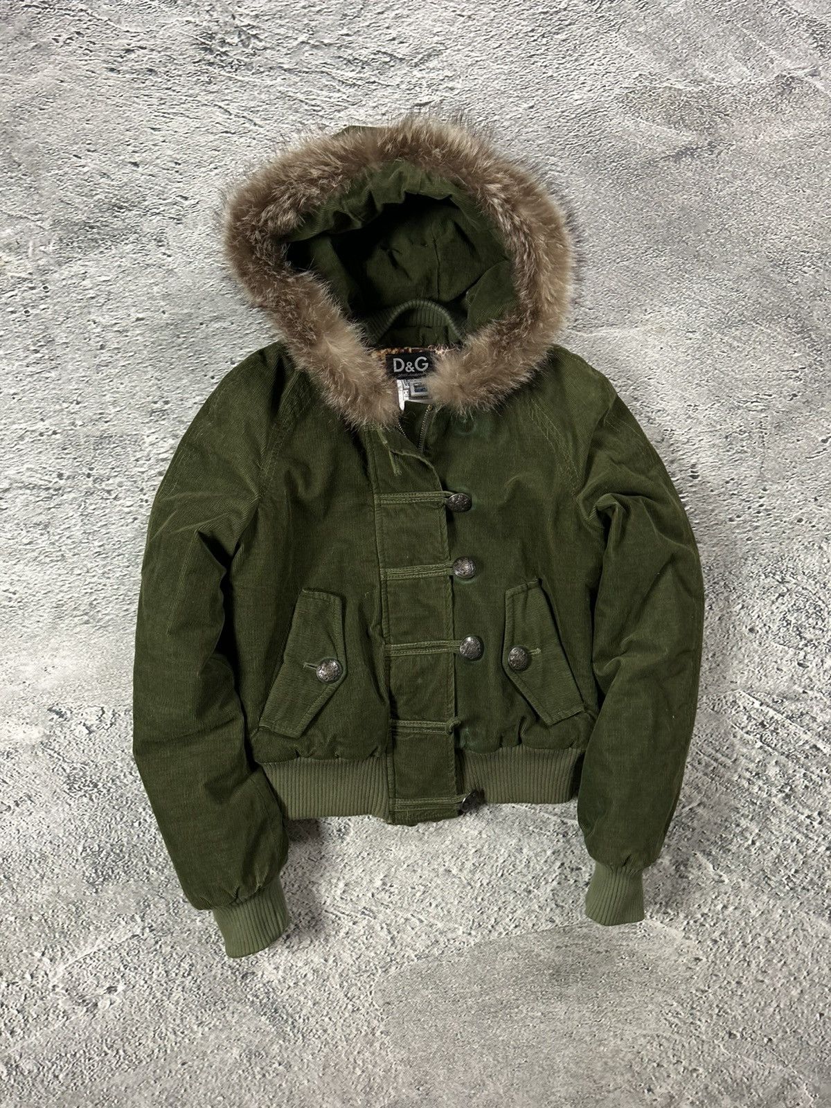 Dolce & Gabbana Dolce & Gabbana vintage khaki corduroy fur hooded Size S / US 4 / IT 40 - 1 Thumbnail