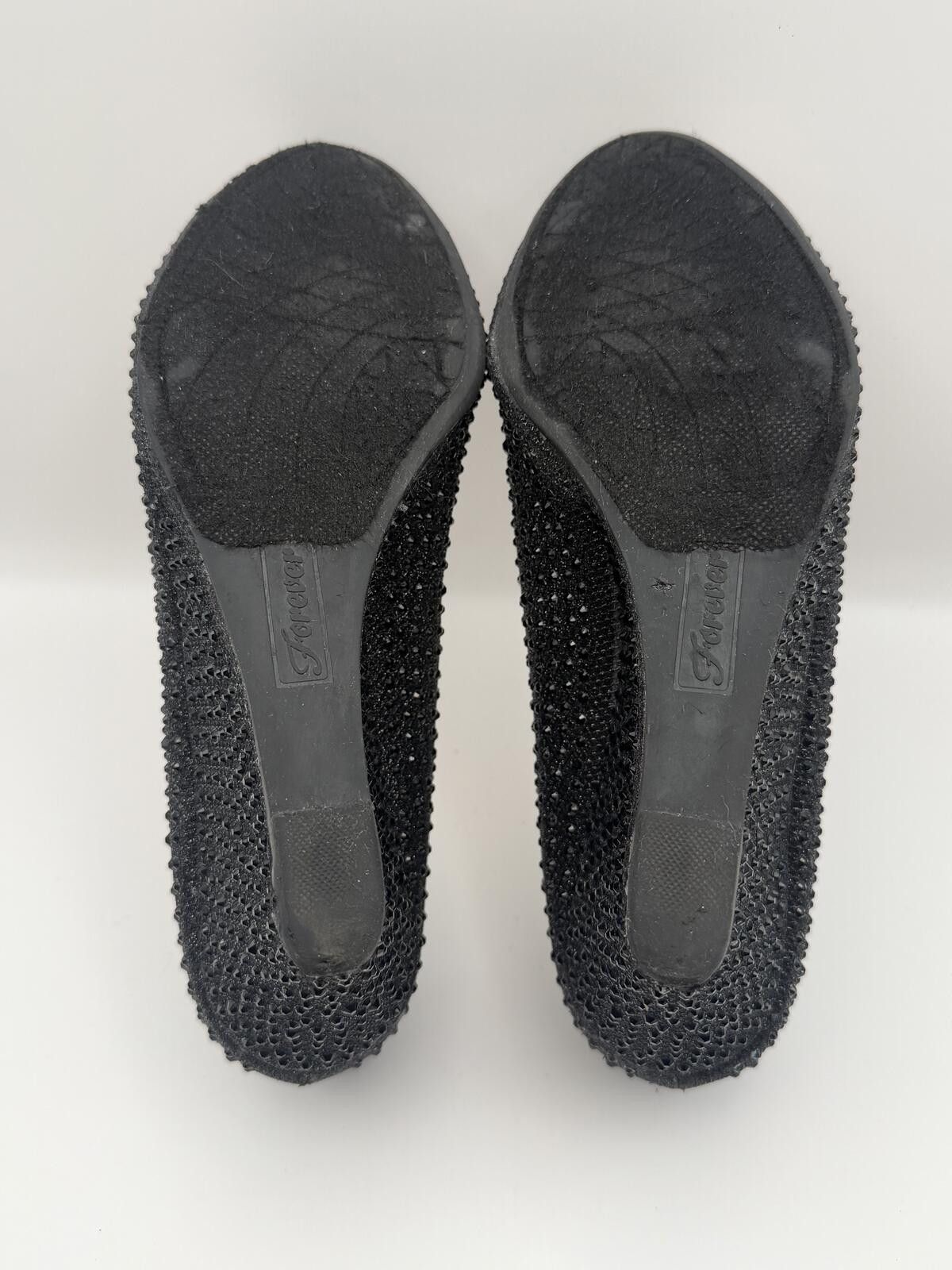 Forever 21 Sparkly Black Rhinestone Wedge Heels - Forever - Size 7 Size US 7 / IT 37 - 9 Thumbnail