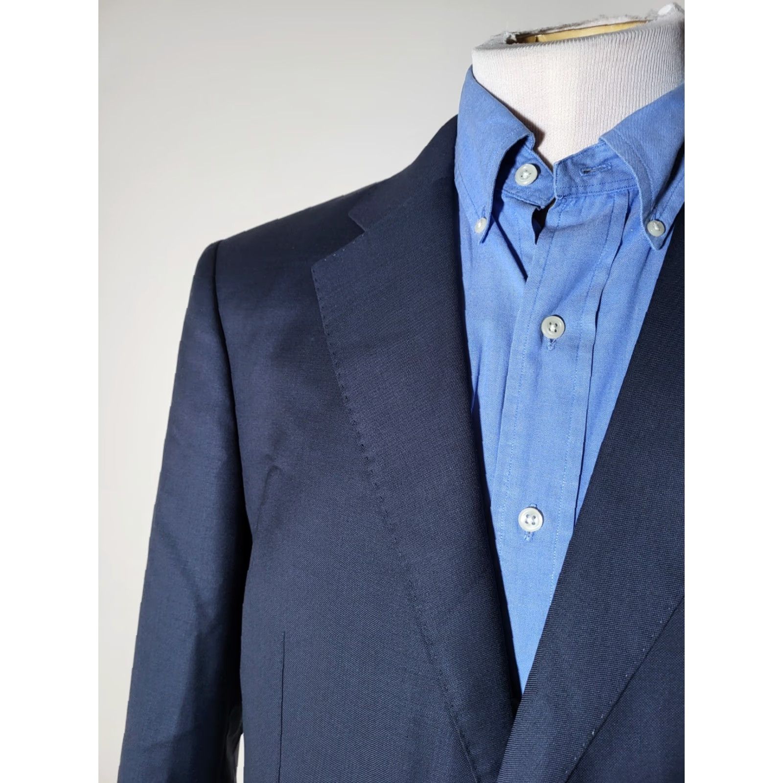 Suitsupply Suitsupply Blazer Jacket Sport Coat Men Navy Blue 40L Slim Double-Breasted Notch Lapel Long Wool ve Size 40R - 3 Thumbnail