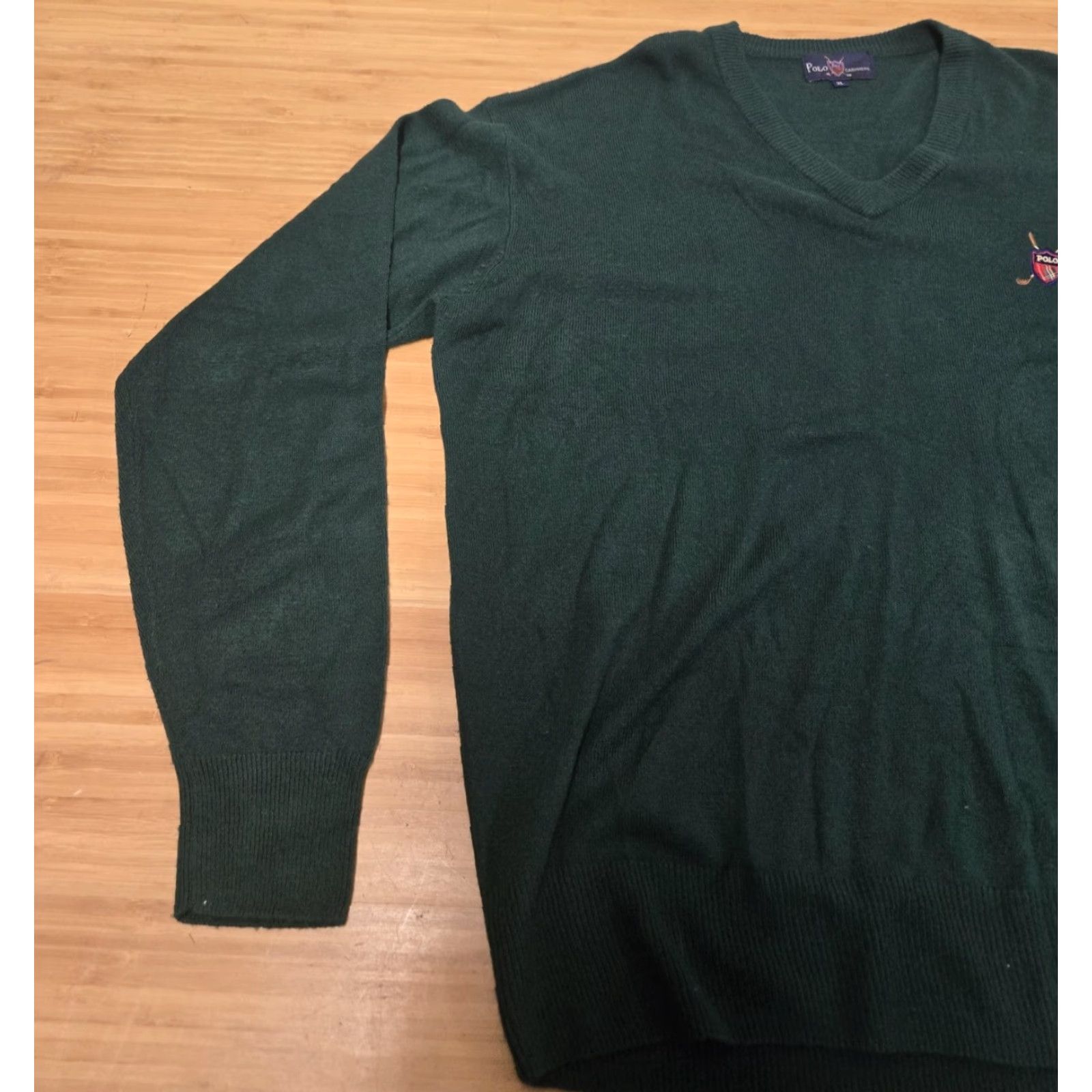 Polo Ralph Lauren Polo Ralph Lauren Sweater Mens XL Green Cashmere V-Neck Golf Crest Pullover Knit Size US XL / EU 56 / 4 - 3 Thumbnail