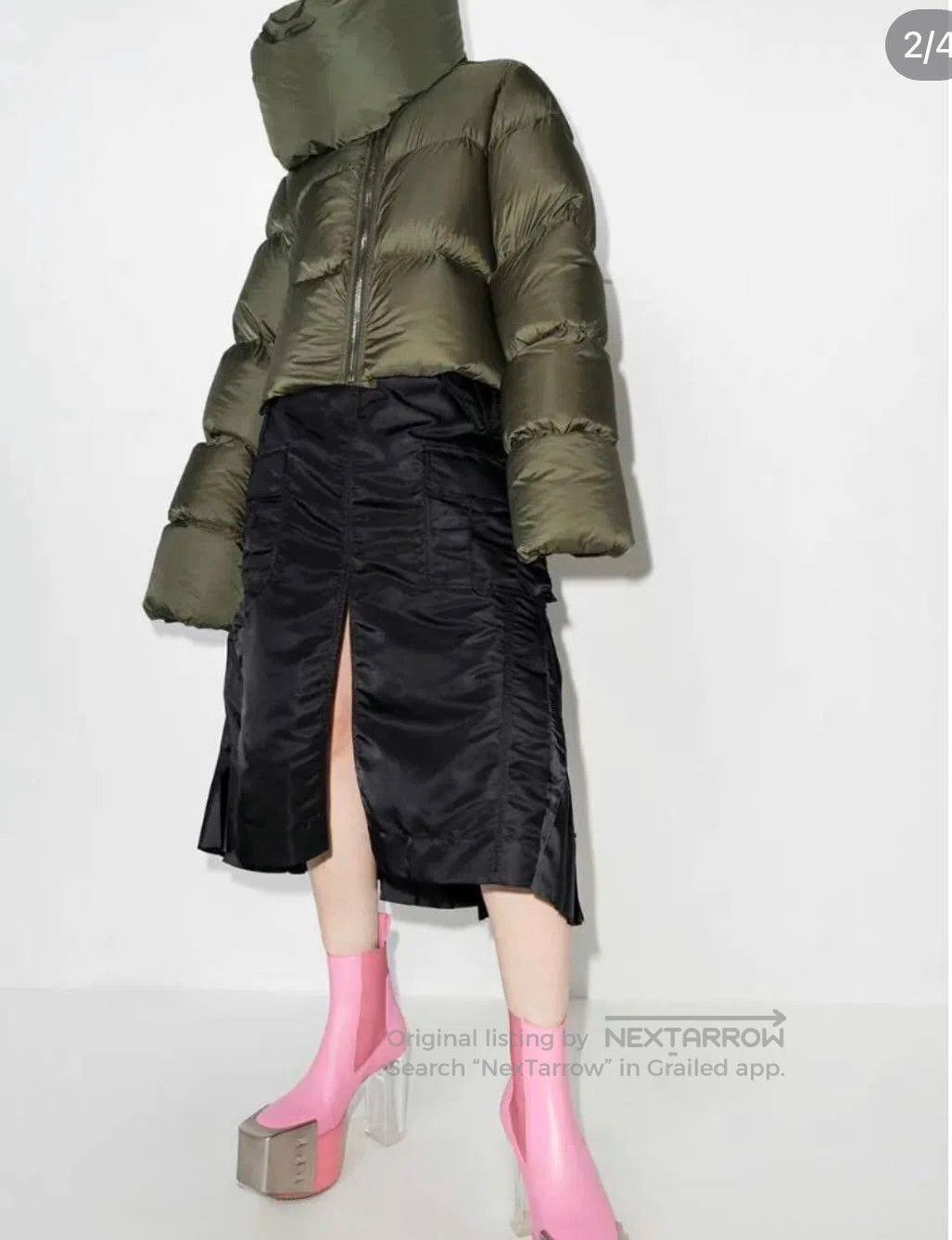 Rick Owens RICK OWENS Green Scarf Silhouette Puffer Jacket Size US XS / EU 42 / 0 - 7 Thumbnail