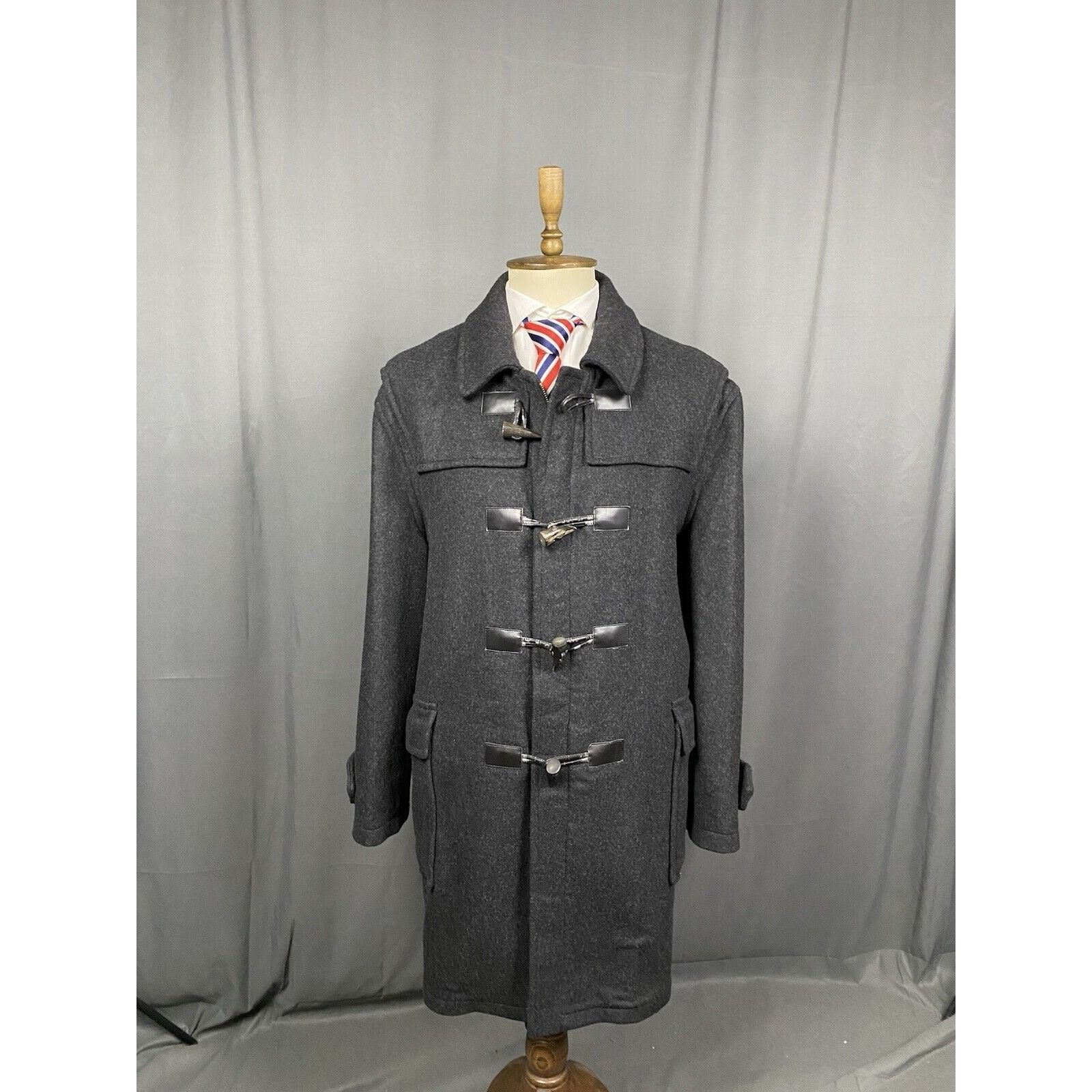 Barbour Barbour Men's Gray Wool Duffle Long Coat Size 48/56 Size US XL / EU 56 / 4 - 2 Thumbnail