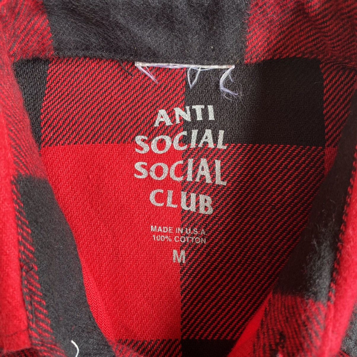 Anti Social Social Club Red And Black Flannel fashion Button Up Shirt Size Large