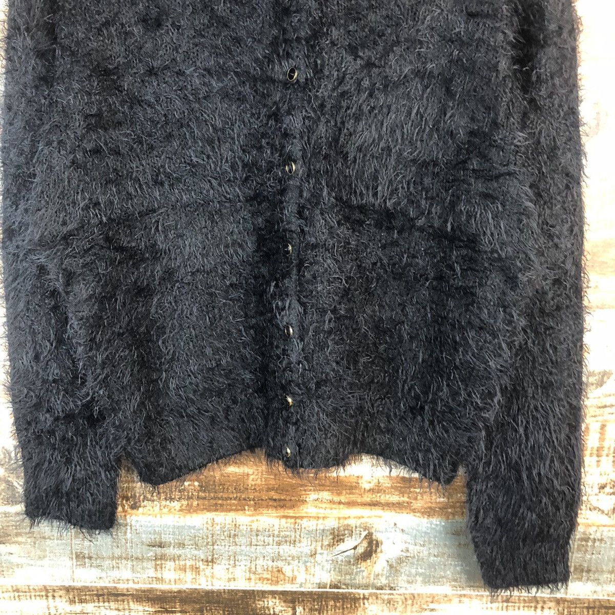 Japanese Brand DL HK Works London Black fur shaggy Mohair Knitwear #C364 Size M / US 6-8 / IT 42-44 - 6 Thumbnail