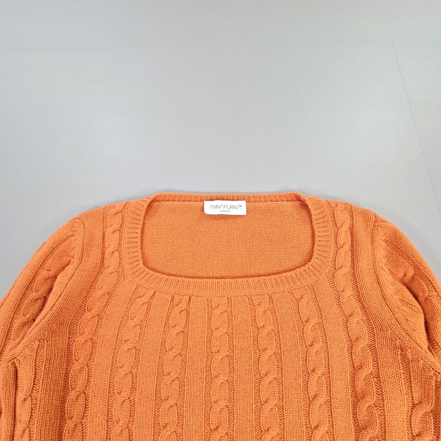 Vintage Annapurna Jumper Orange XL Cashmere Square Neck Womens Pullover Knit 100% Cashmere Casual Winter Medium? Size M / US 6-8 / IT 42-44 - 2 Thumbnail