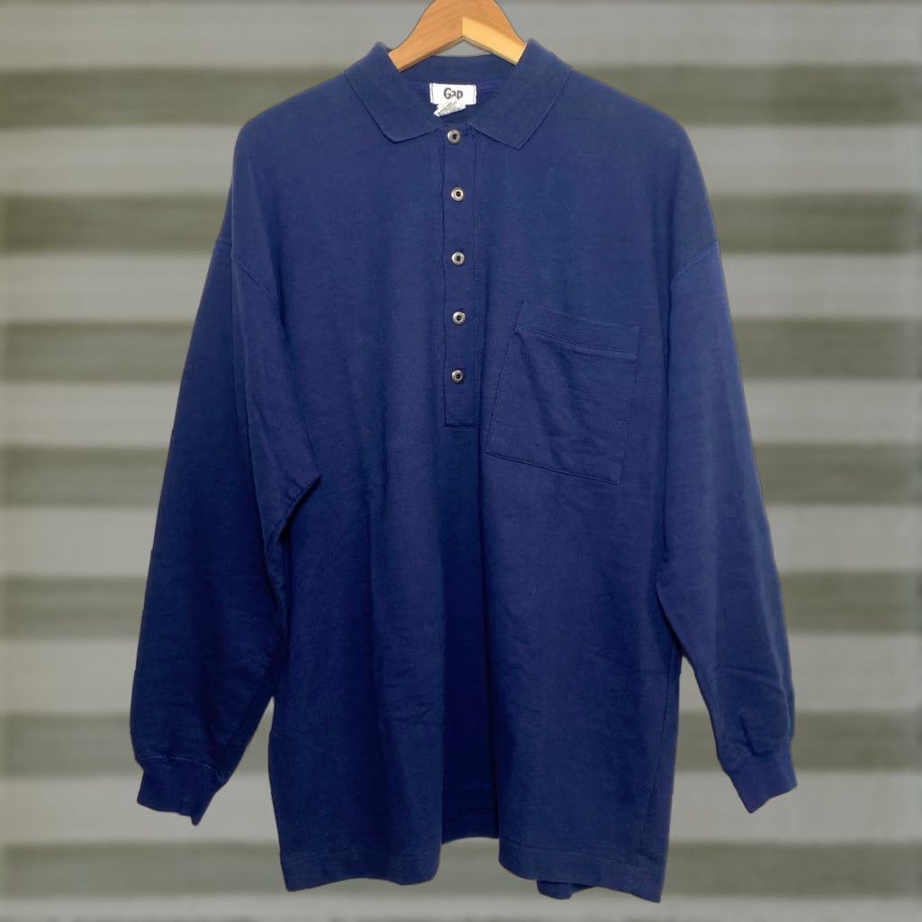 Gap VINTAGE Gap Men's Long Sleeve Polo Shirt Navy M Relaxed Fit Polo Shirt Mens Navy Gap Vintage Size M Regular Fit All Seasons Cotton Casual Shirt Size US M / EU 48-50 / 2 - 1 Thumbnail