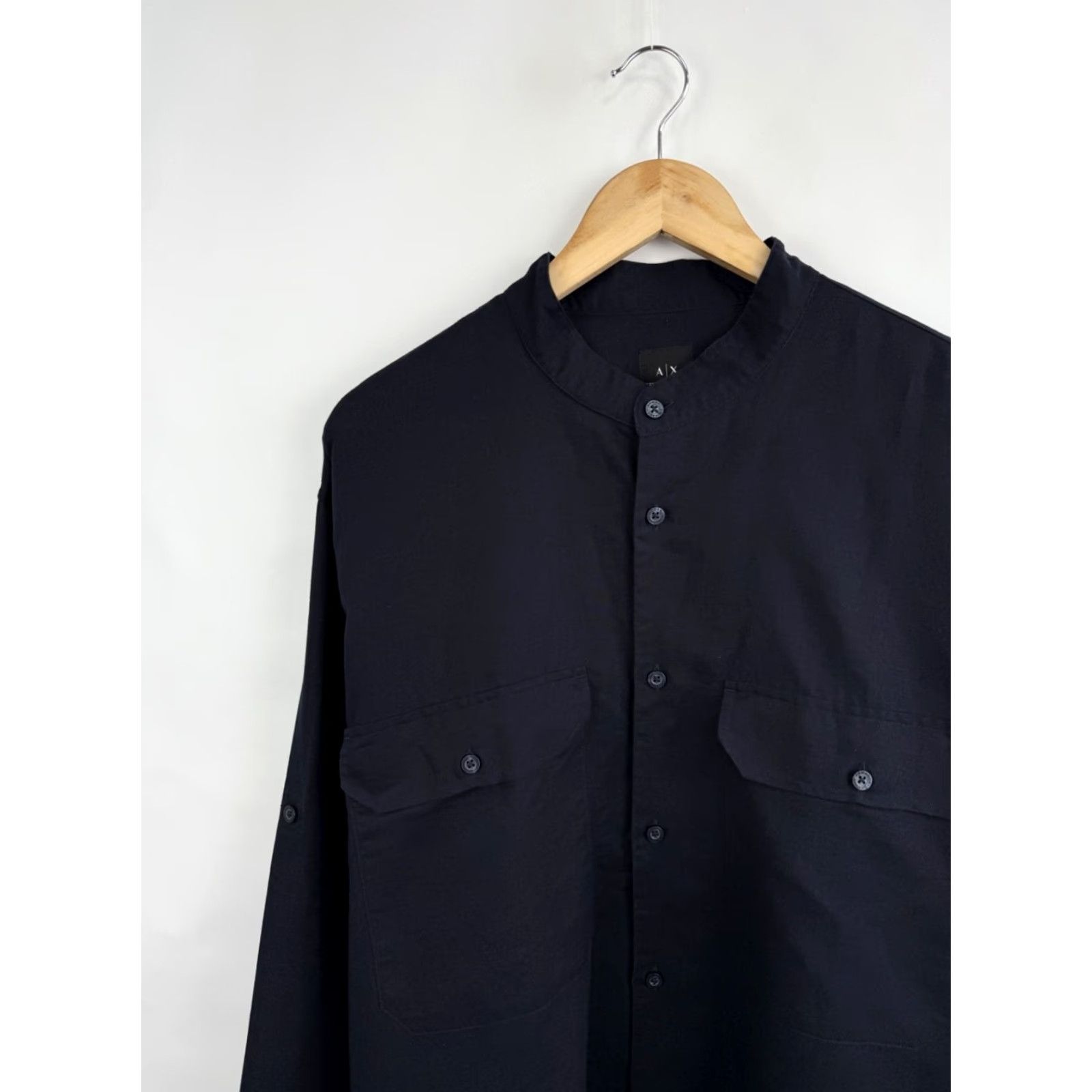 Armani Exchange Armani Exchange Shirt XL Blue Linen Classic Y2K Vintage Casual Mens 90s Style Button-Up Long Sleeve Size US XL / EU 56 / 4 - 6 Thumbnail