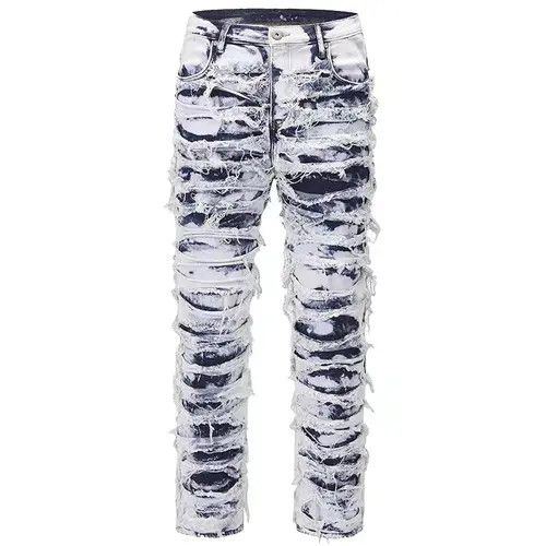 VIBE Retro scratched washed distressed slim fit stretch jeans Size US 32 / EU 48 - 6 Thumbnail