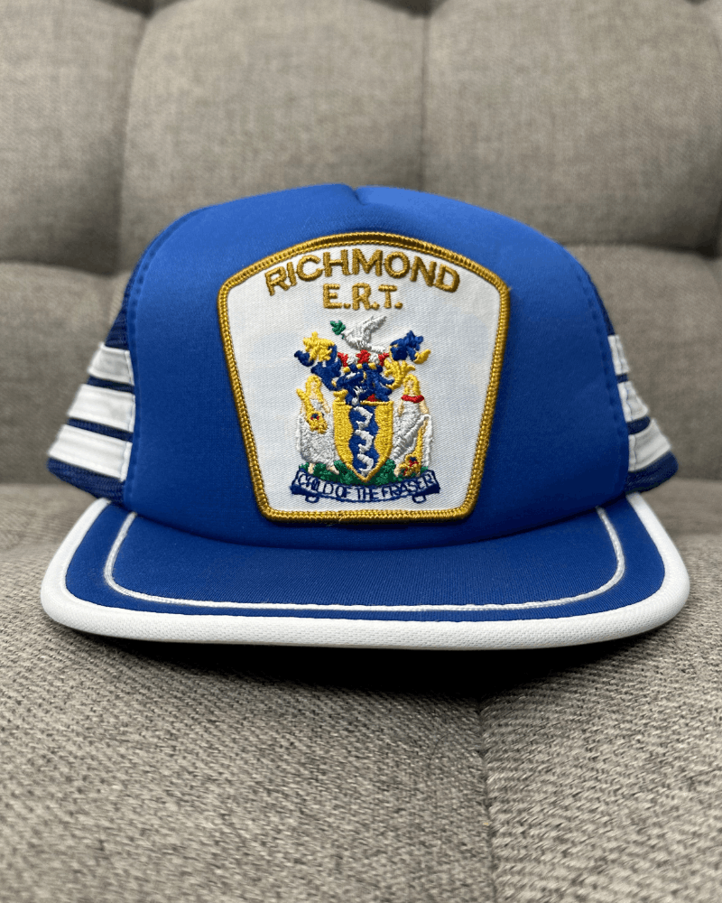 Vintage Vintage Richmond E.R.T. Blue/White Striped Trucker Hat Size ONE SIZE - 2 Thumbnail