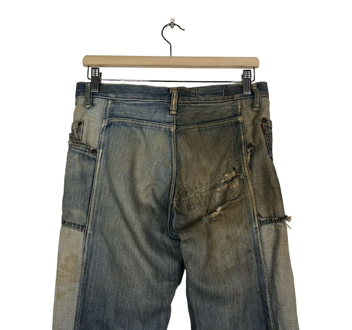 Japanese Brand 🔥VINTAGE BOWCUT FLARE DENIM PATCHWORK DESIGN ISSEY MIYAKE Size US 30 / EU 46 - 9 Thumbnail
