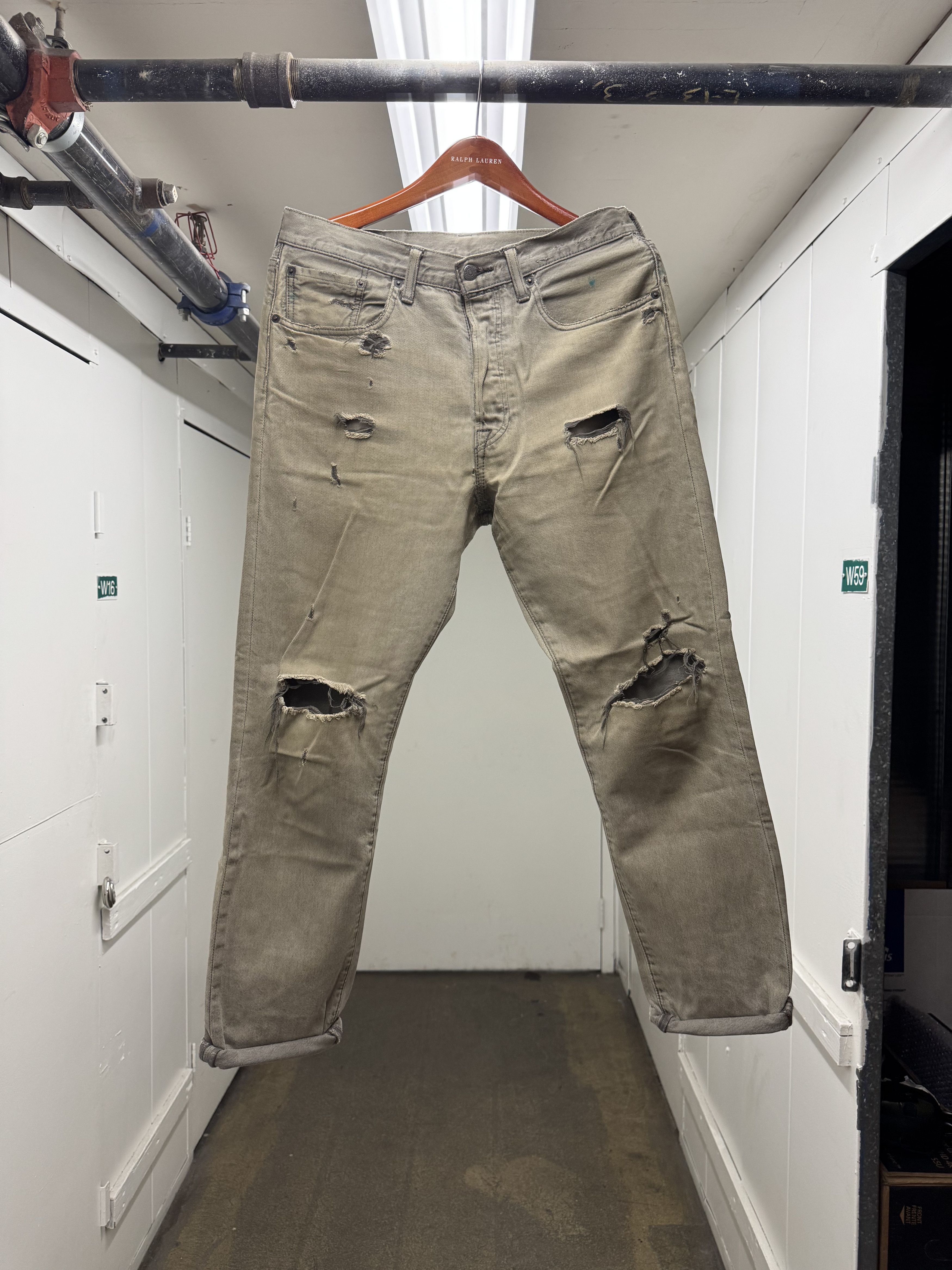 Levi's Levi's 501ct Gray Wash Distressed Tapered Jeans 31 x 32 Size US 31 - 1 Thumbnail