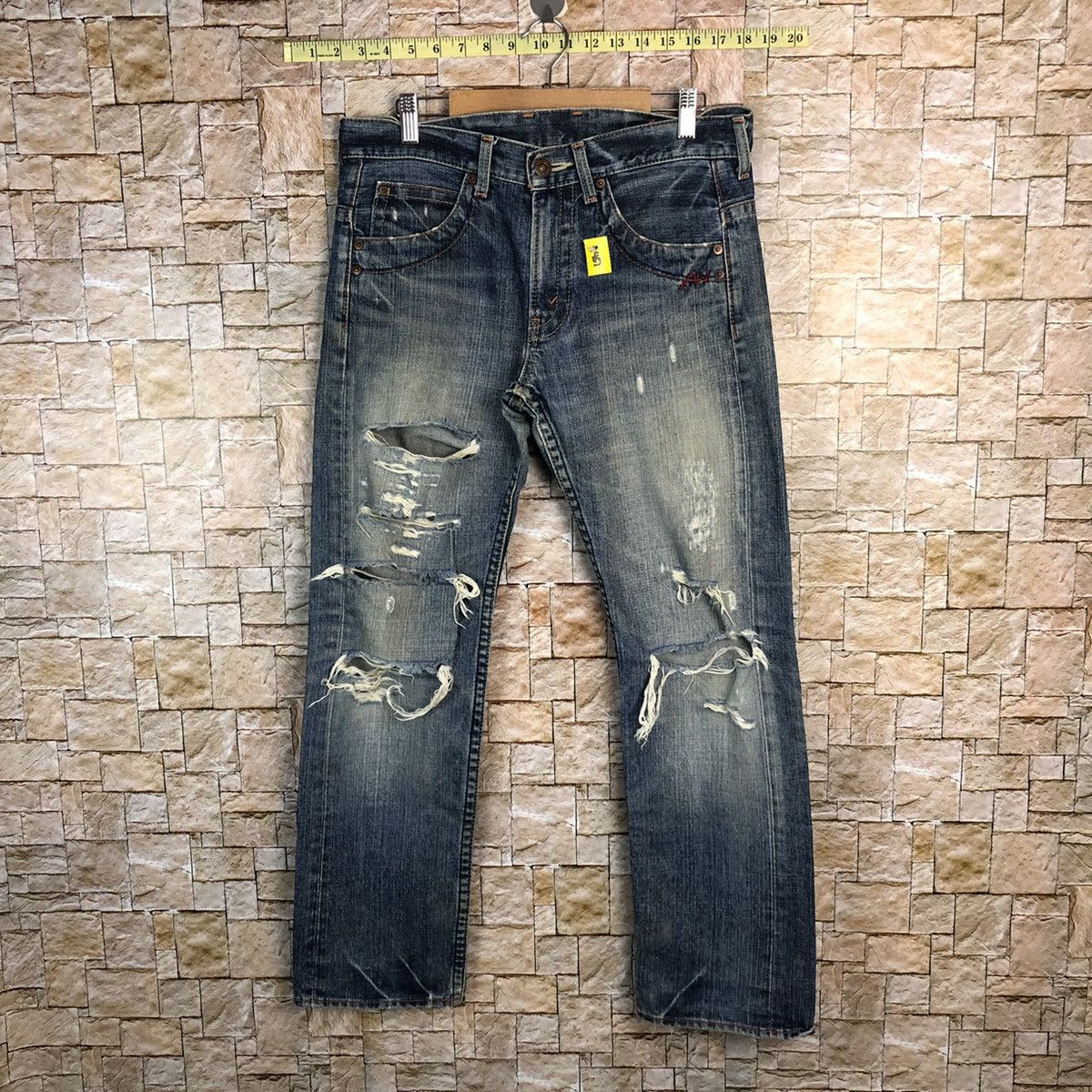Japanese Brand Olive Des Olive Jeans Blue Distressed Denim Pants #A451 Size US 32 / EU 48 - 1 Thumbnail