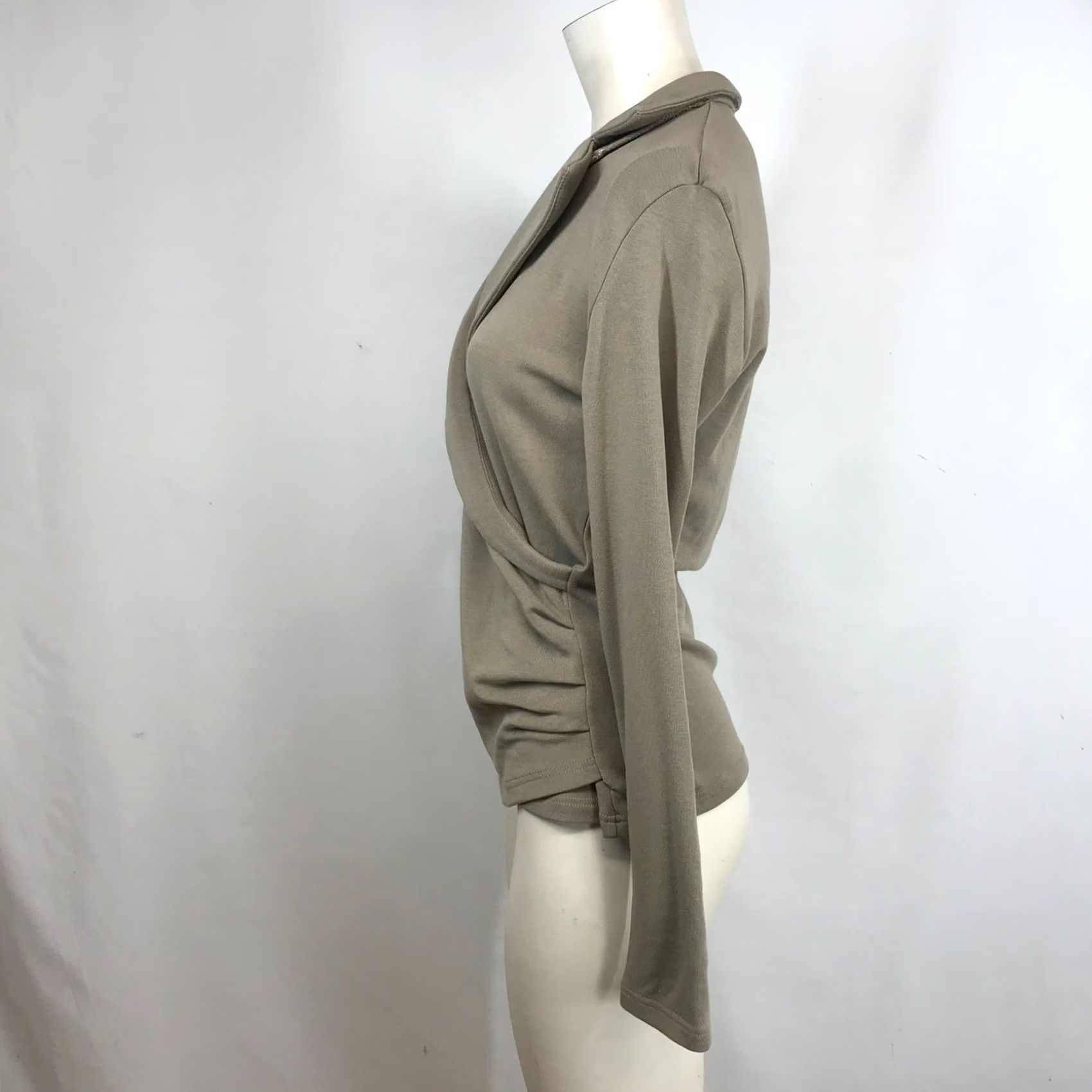 Vintage OGL Move Top Size Large Taupe Brown Wrap Front Long Sleeve Notched Lapel Size L / US 10 / IT 46 - 6 Thumbnail