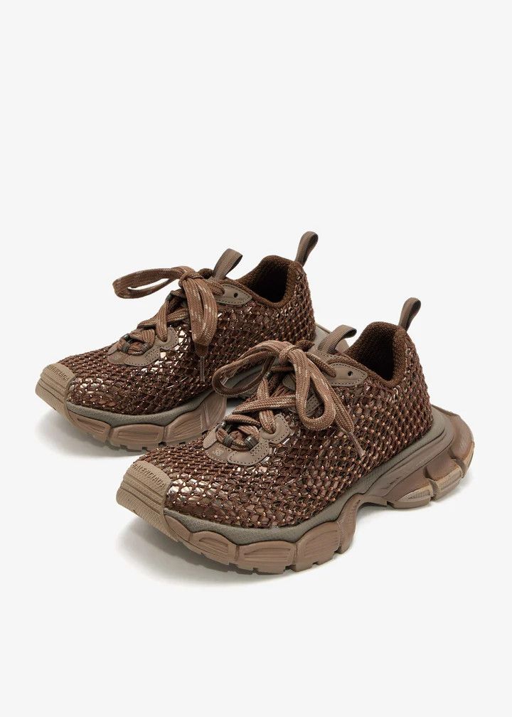 Balenciaga o1bcso1str0126 3XL Mesh Fishnet Sneakers in Brown Size US 10 / IT 40 - 4 Thumbnail