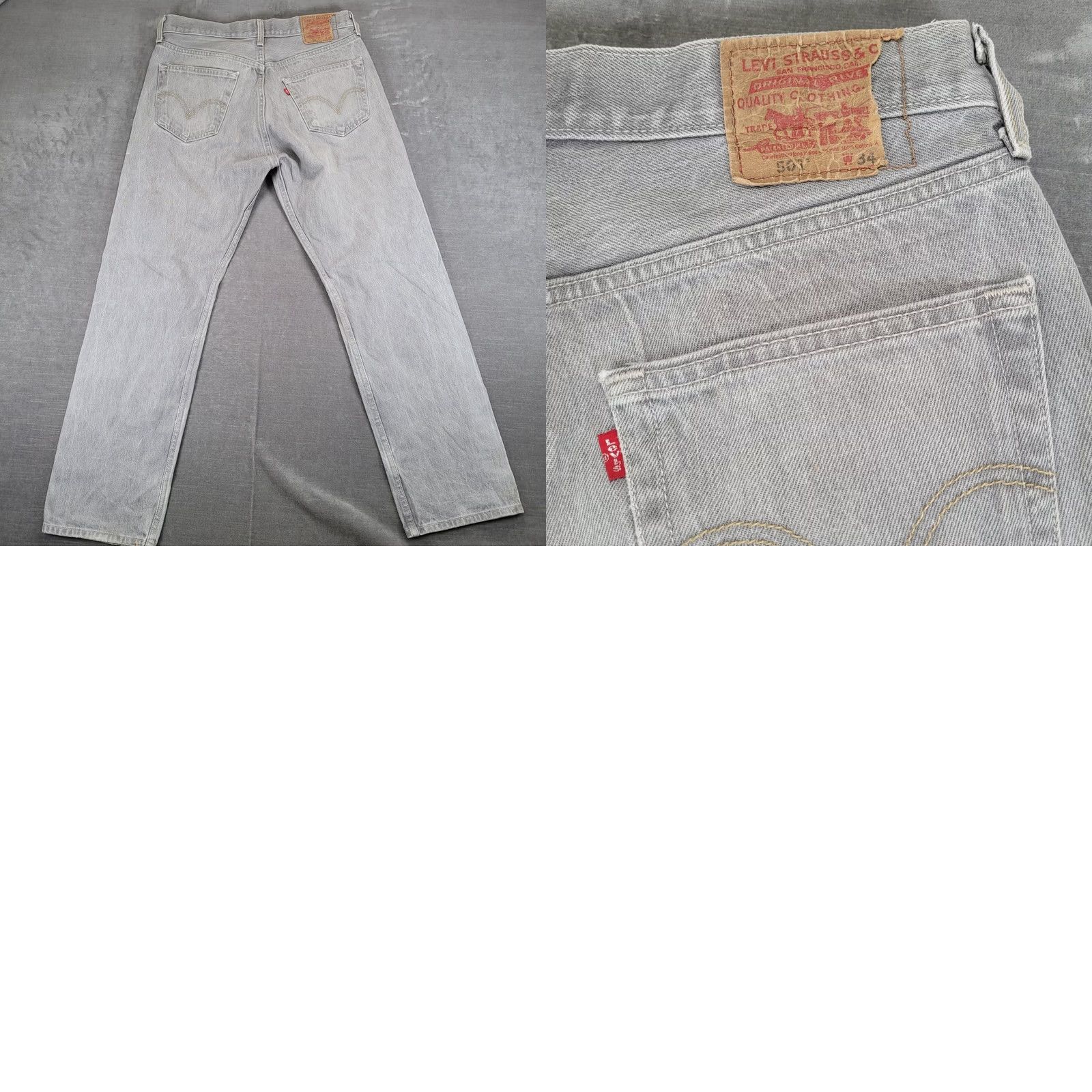 Levi's Levi's 501 Jeans Men Button Fly Straight Regular Distressed Medium Gray 30x29 Vintage Y2K Size US 30 / EU 46 - 8 Thumbnail