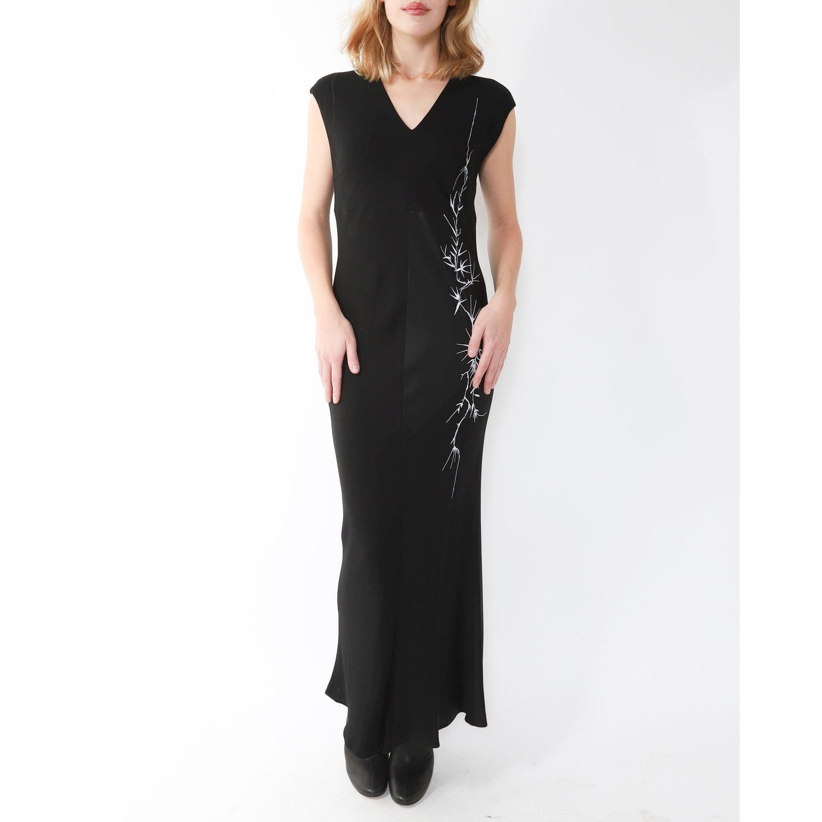 Haider Ackermann FW18 Floral Embroidered Two-Tone Dress in Black Silk Size XS / US 0-2 / IT 36-38 - 6 Thumbnail