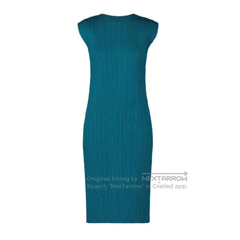 Issey Miyake Issey Miyake Teal Dress Size L / US 10 / IT 46 - 2 Thumbnail