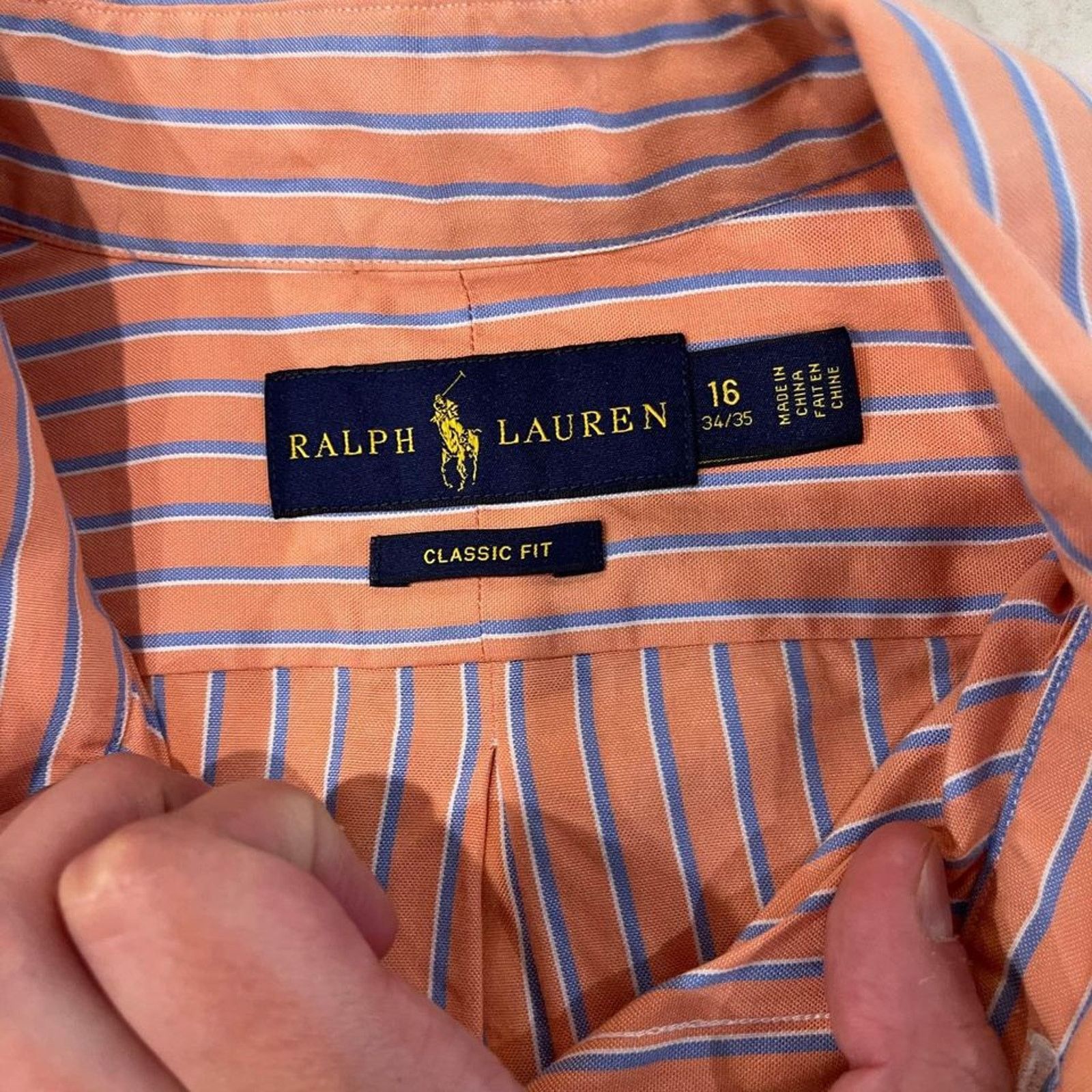 Ralph Lauren Ralph Lauren Button Up Shirt Orange Stripe Classic Men's 16 Size US L / EU 52-54 / 3 - 3 Thumbnail