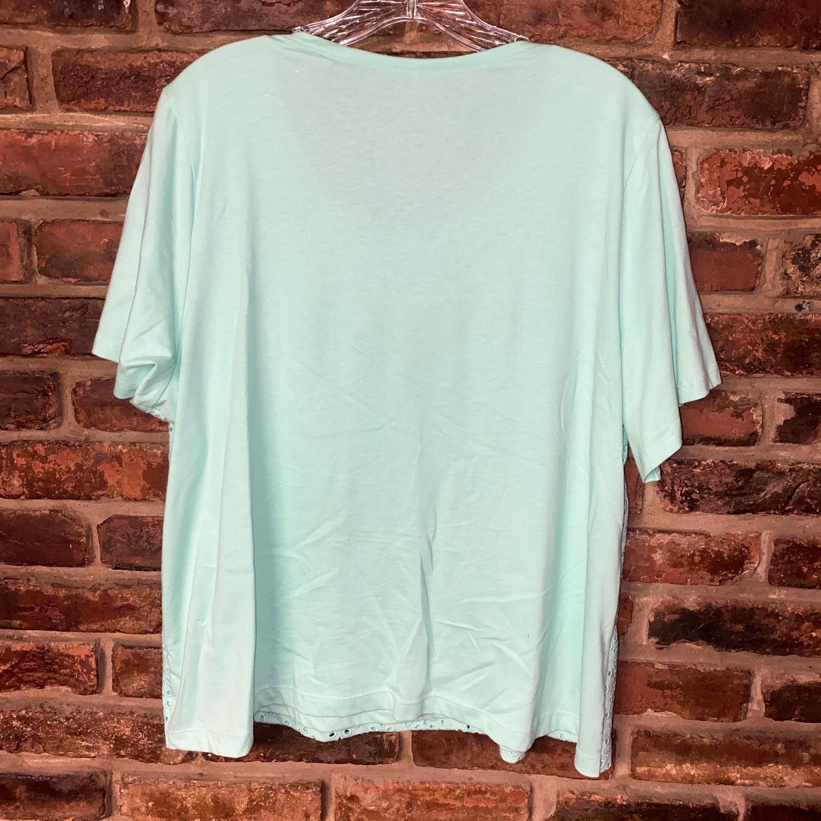 Croft & Barrow Croft & Barrow Aqua Blue Eyelet Embroidered Blouse 1X Size XL / US 12-14 / IT 48-50 - 5 Thumbnail