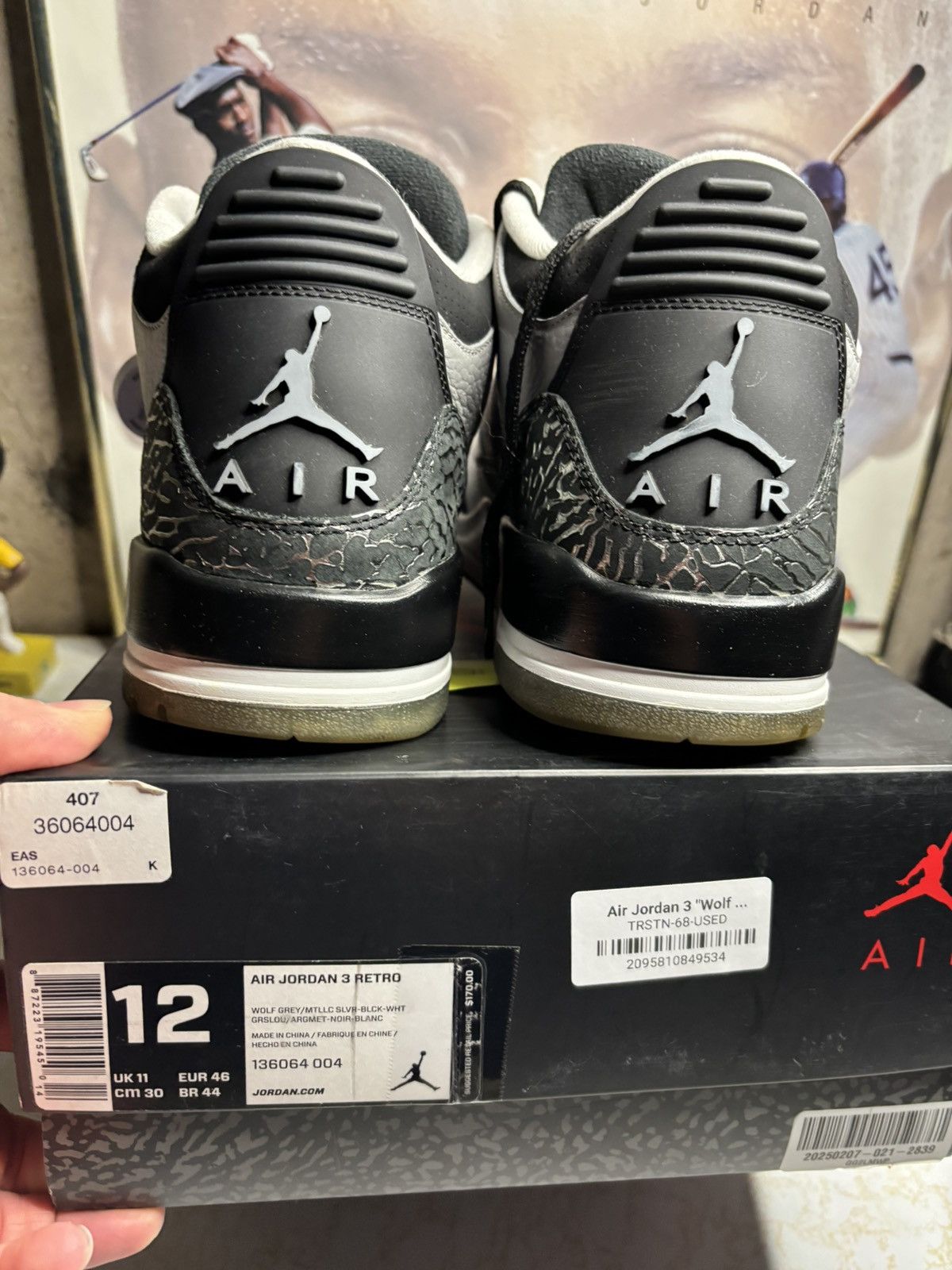 Jordan Brand Air Jordan 3 Retro Wolf Grey 2014 Size US 12 / EU 45 - 7 Thumbnail