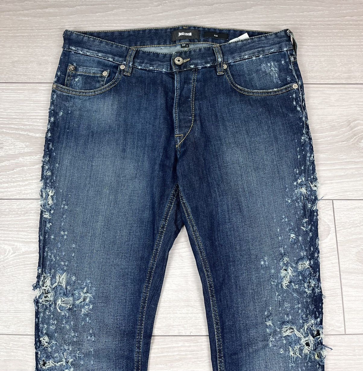 Just Cavalli Just Cavalli Italy Blue Denim Distressed Slim Jeans Pants Size US 34 / EU 50 - 7 Thumbnail