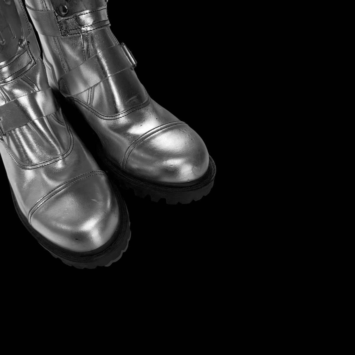 Vintage Metallic biker boots avant garde rock Size US 10 / EU 43 - 4 Thumbnail