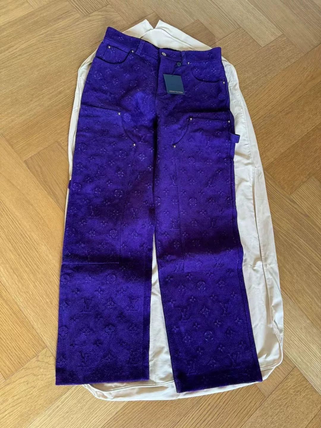 Louis Vuitton Louis Vuitton Purple Monogram Suede Logging Pants Size US 32 / EU 48 - 1 Thumbnail