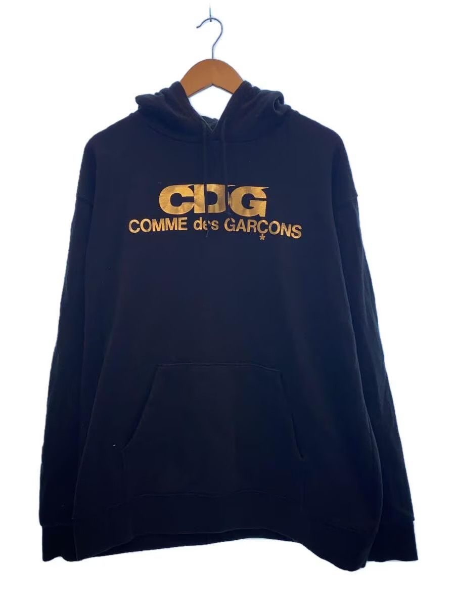 image of Comme Des Garcons Metallic Logo Hoodie in Black, Men's (Size 2XL)