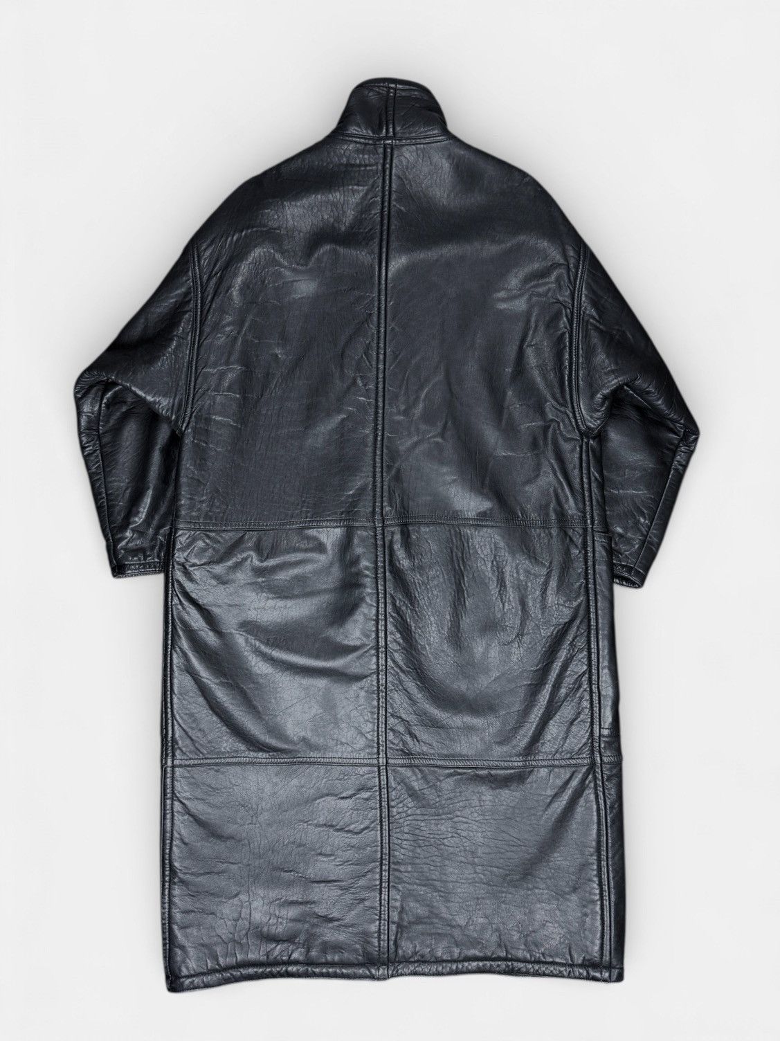 Marithe + Francois Girbaud Marithé & François Girbaud - 80’s Funnel-Neck Leather Coat Size US M / EU 48-50 / 2 - 5 Thumbnail