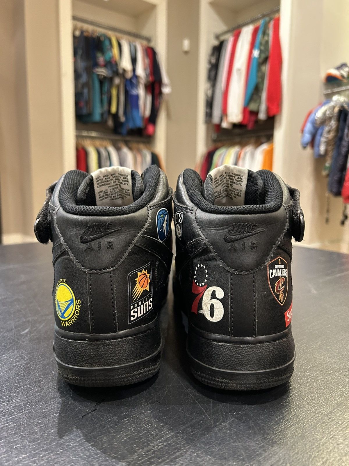 Nike × Supreme Nike Air Force 1 Mid Supreme NBA Black Size US 8.5 / EU 41-42 - 6 Thumbnail